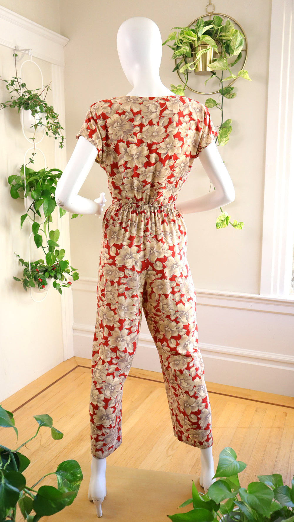 1980s CAROLE LITTLE Floral Rayon Pant Suit | small/medium