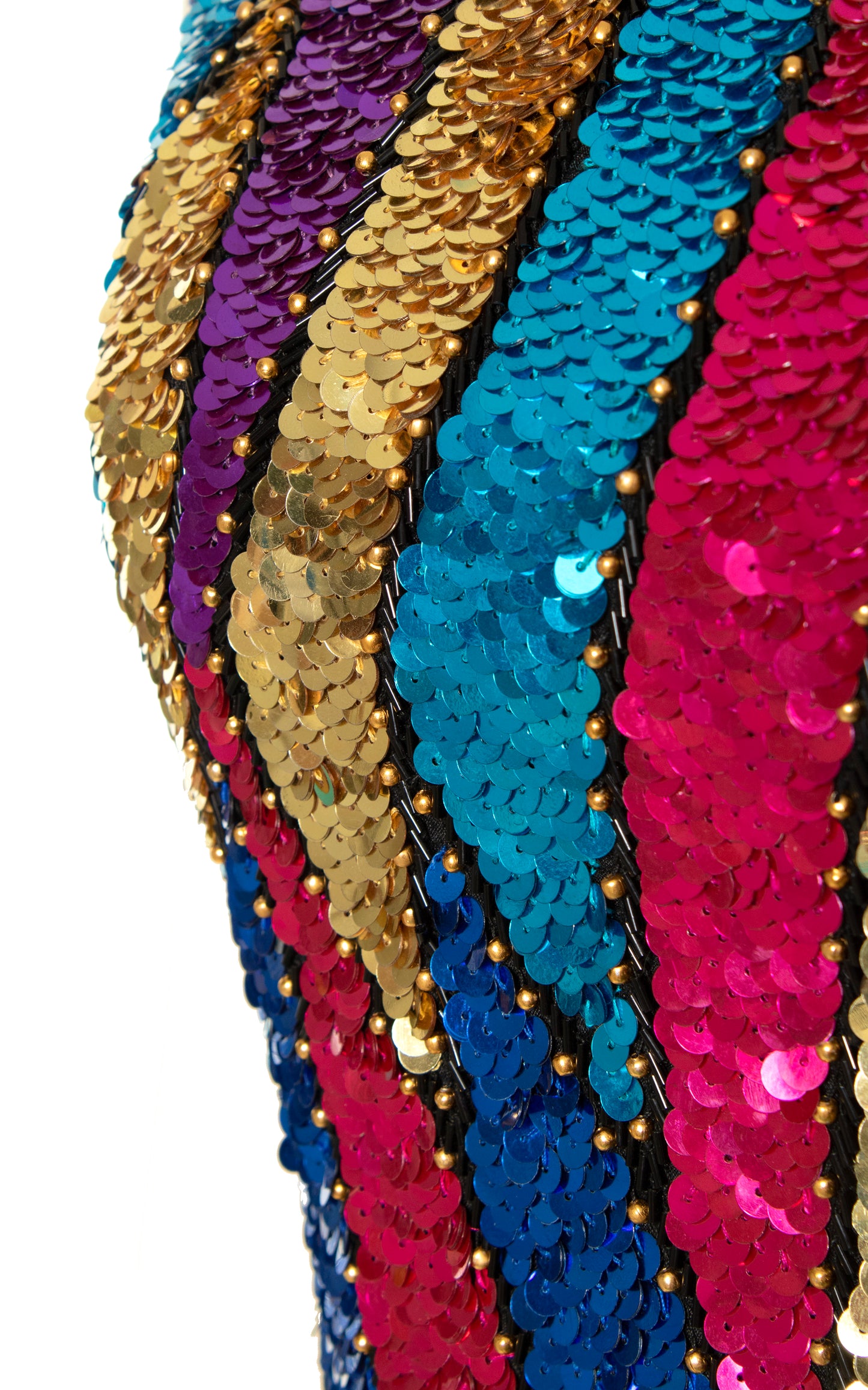 1980s Silk Sequin Harlequin Aflame Party Dress | x-small