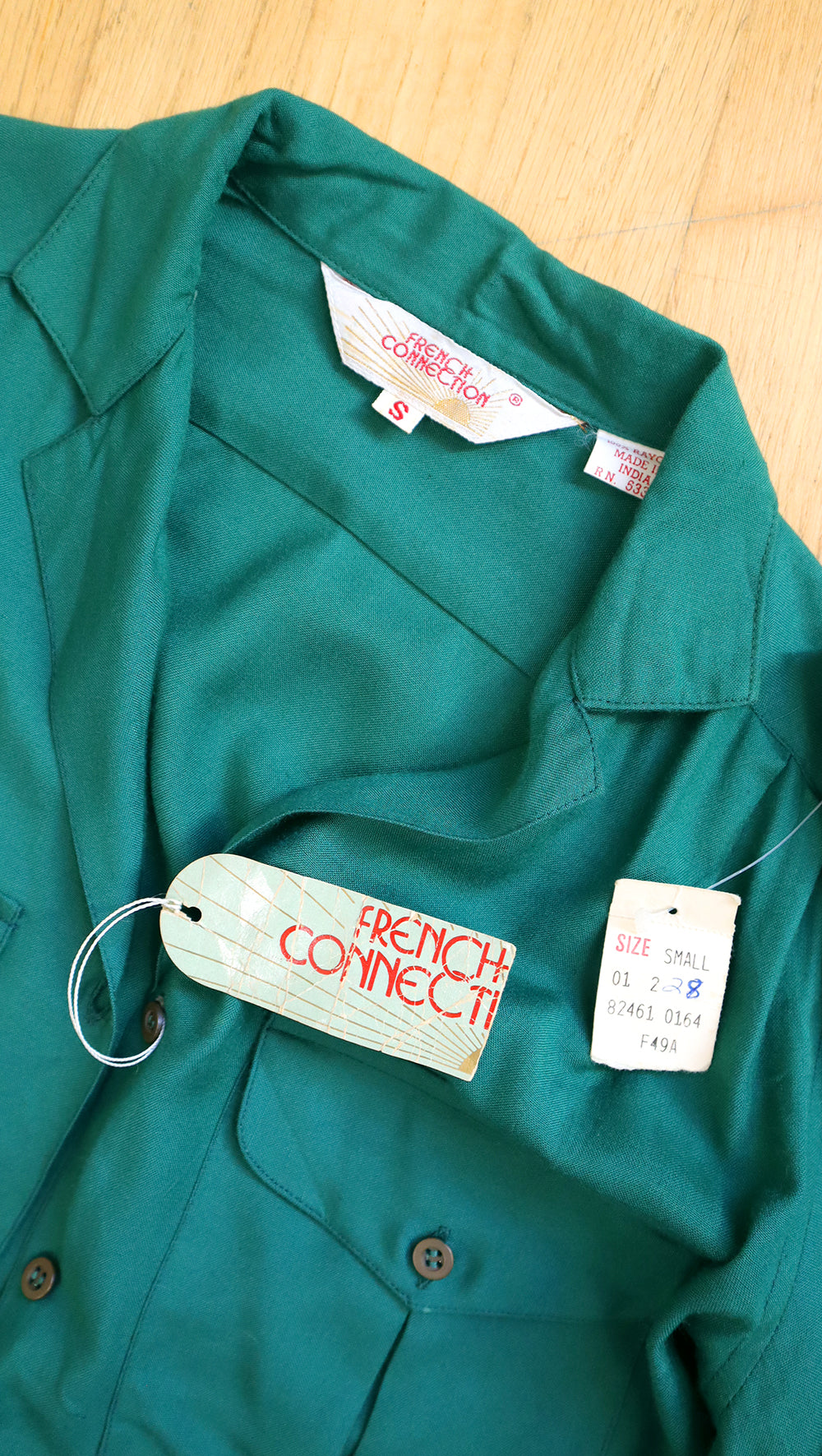 1970s Deadstock FRENCH CONNECTION Green Blouse | small/medium