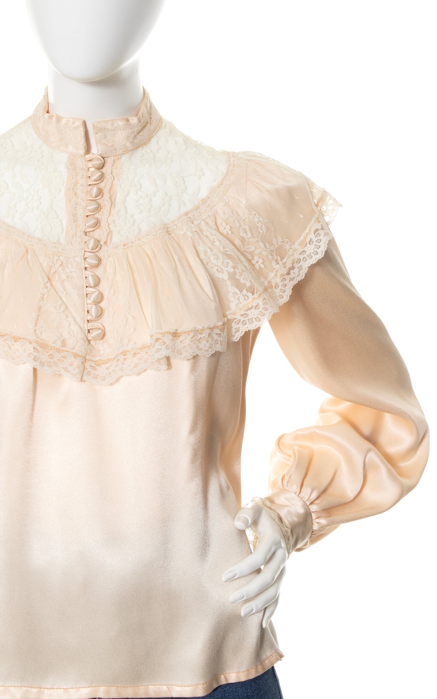 1970s GUNNE SAX Satin & Lace Blouse | medium