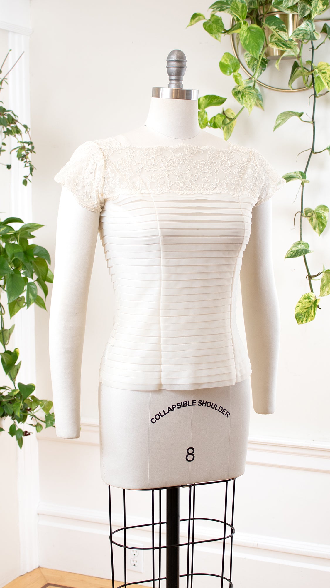 1950s Soutache Lace & Sheer Nylon Blouse | small/medium