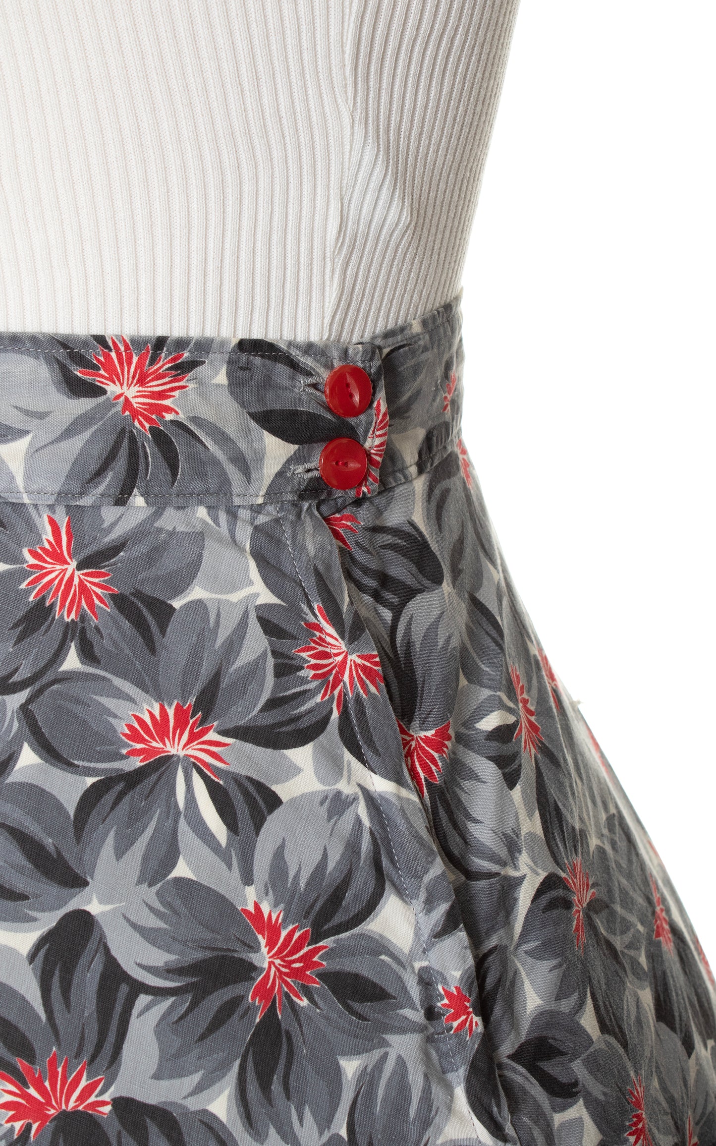 1940s Floral Cotton Skirt | medium