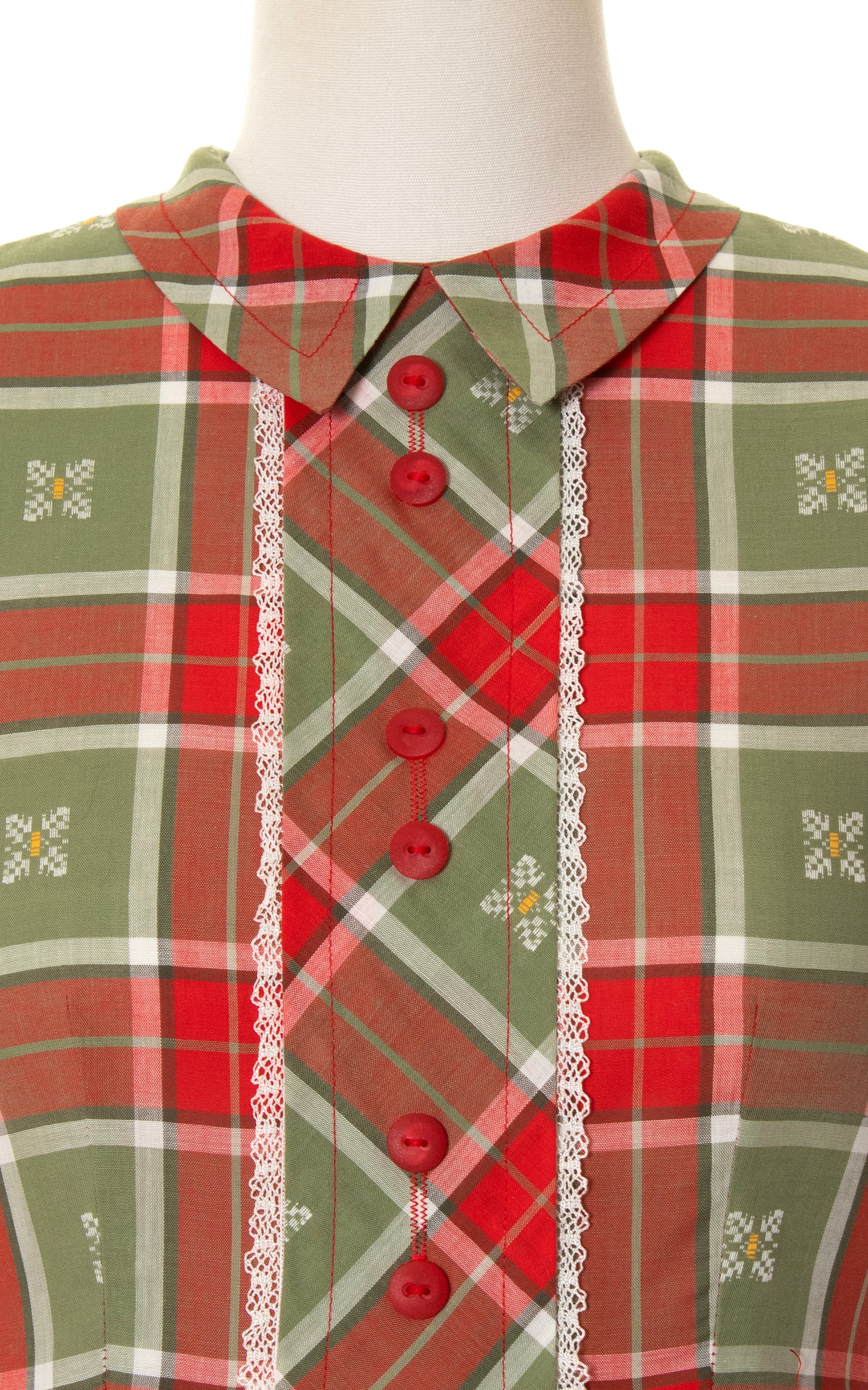 1950s Plaid Button Back Dress with Pockets | small