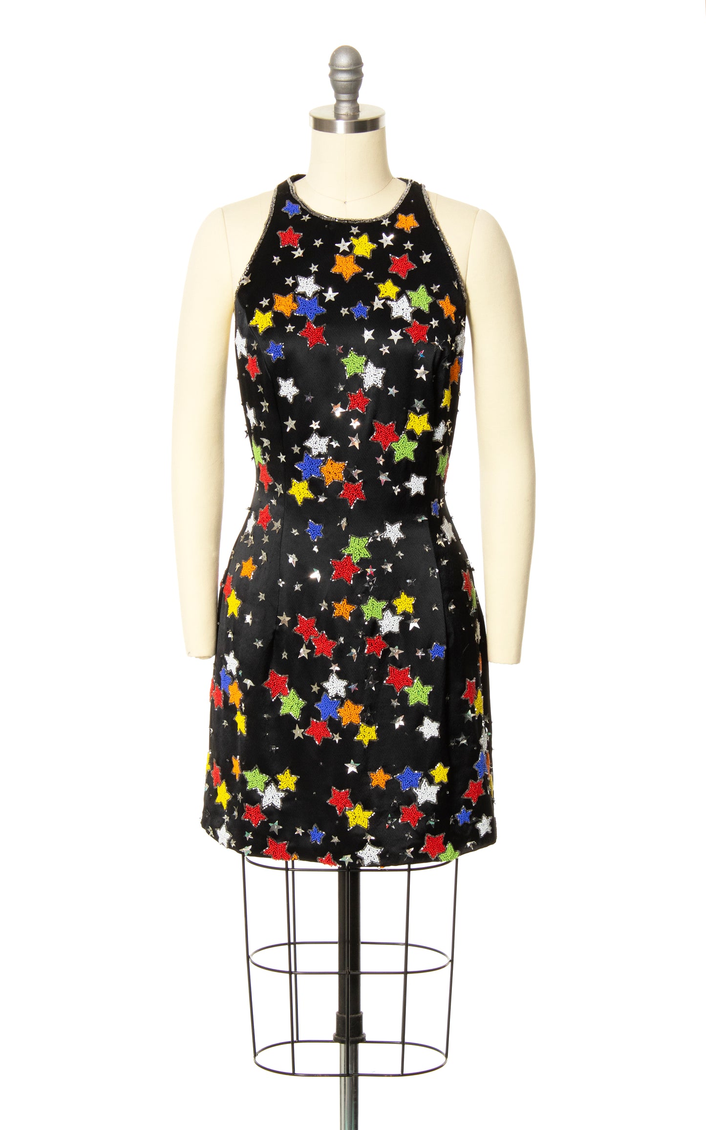 1980s Stars Novelty Beaded Sequin Party Dress | small