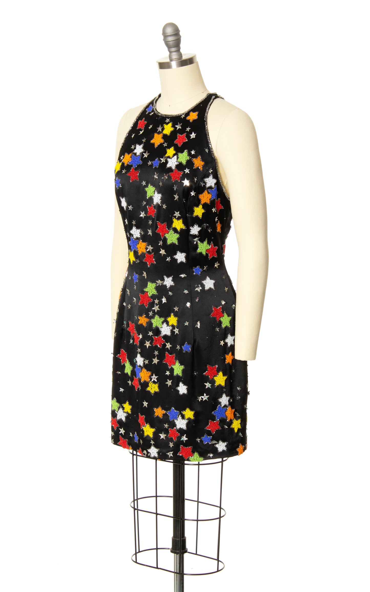 1980s Stars Novelty Beaded Sequin Party Dress | small