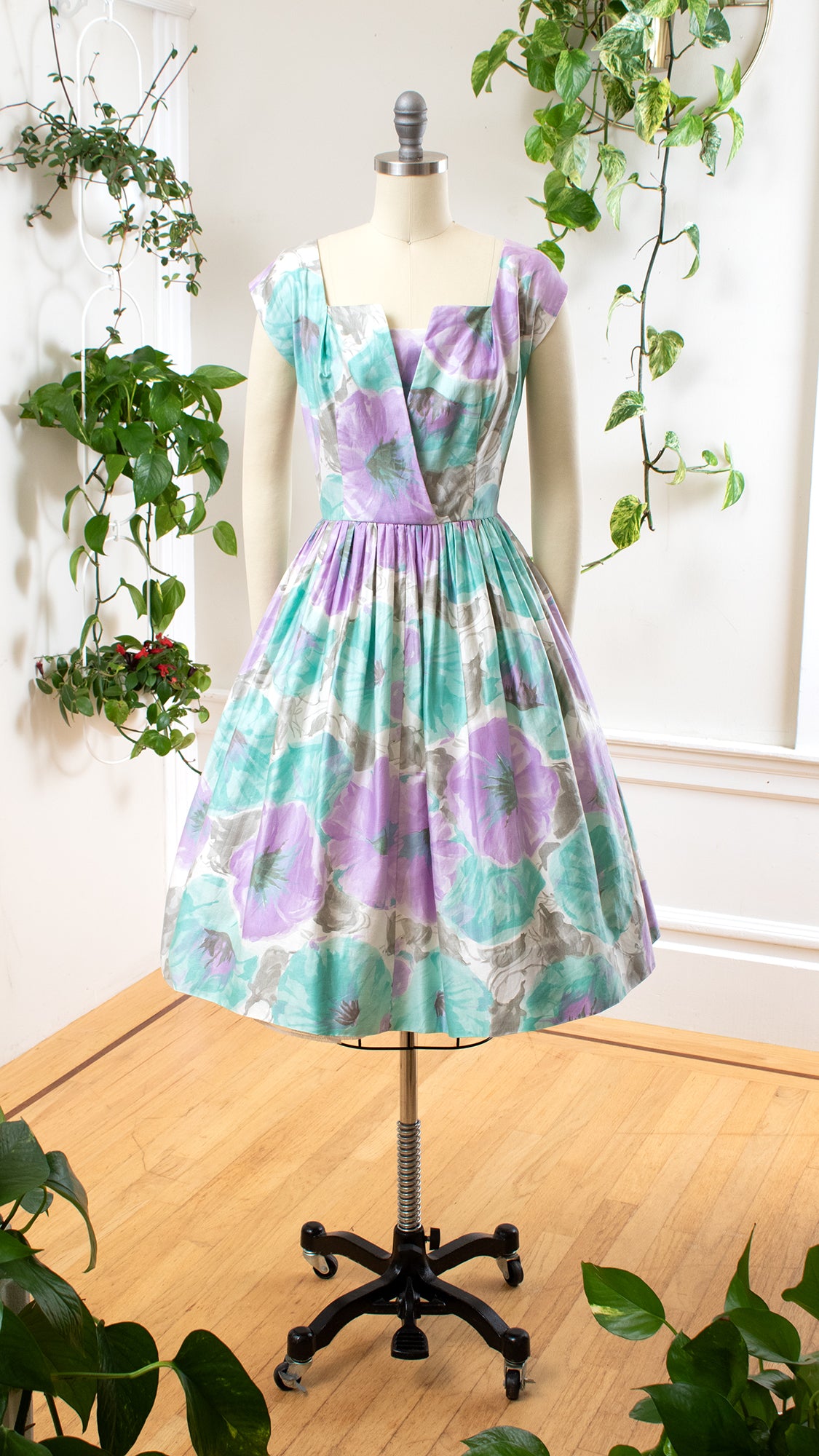 1950s Pastel Floral Cotton Dress | x-small Birthday Life Vintage 1950s Pastel Floral Cotton Dress | x-small Birthday Life Vintage