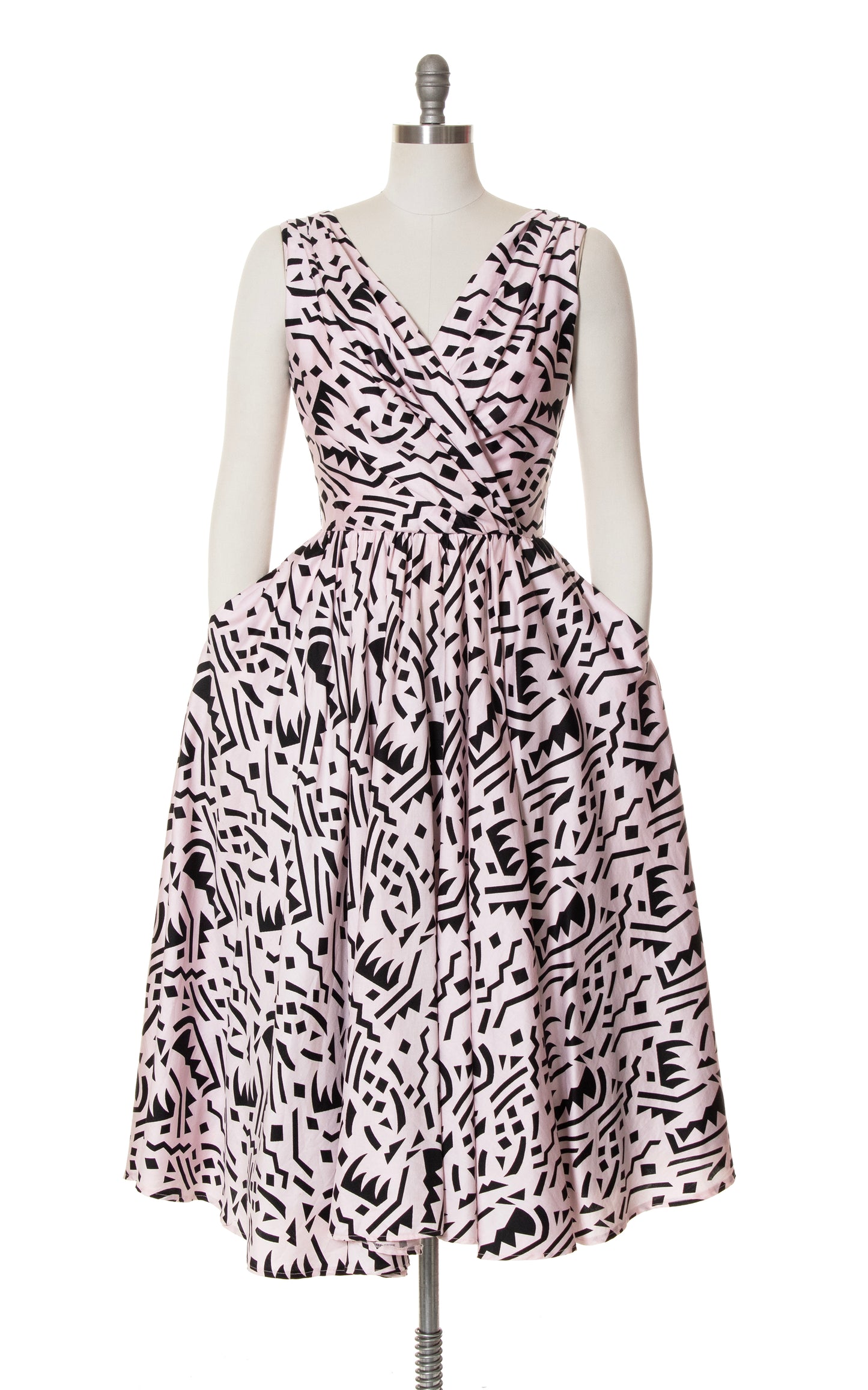 1980s does 1950s Geometric Midi Dress with Pockets | small