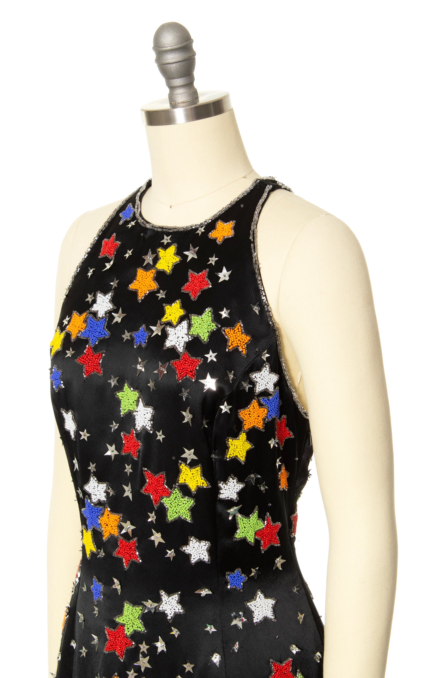 1980s Stars Novelty Beaded Sequin Party Dress | small