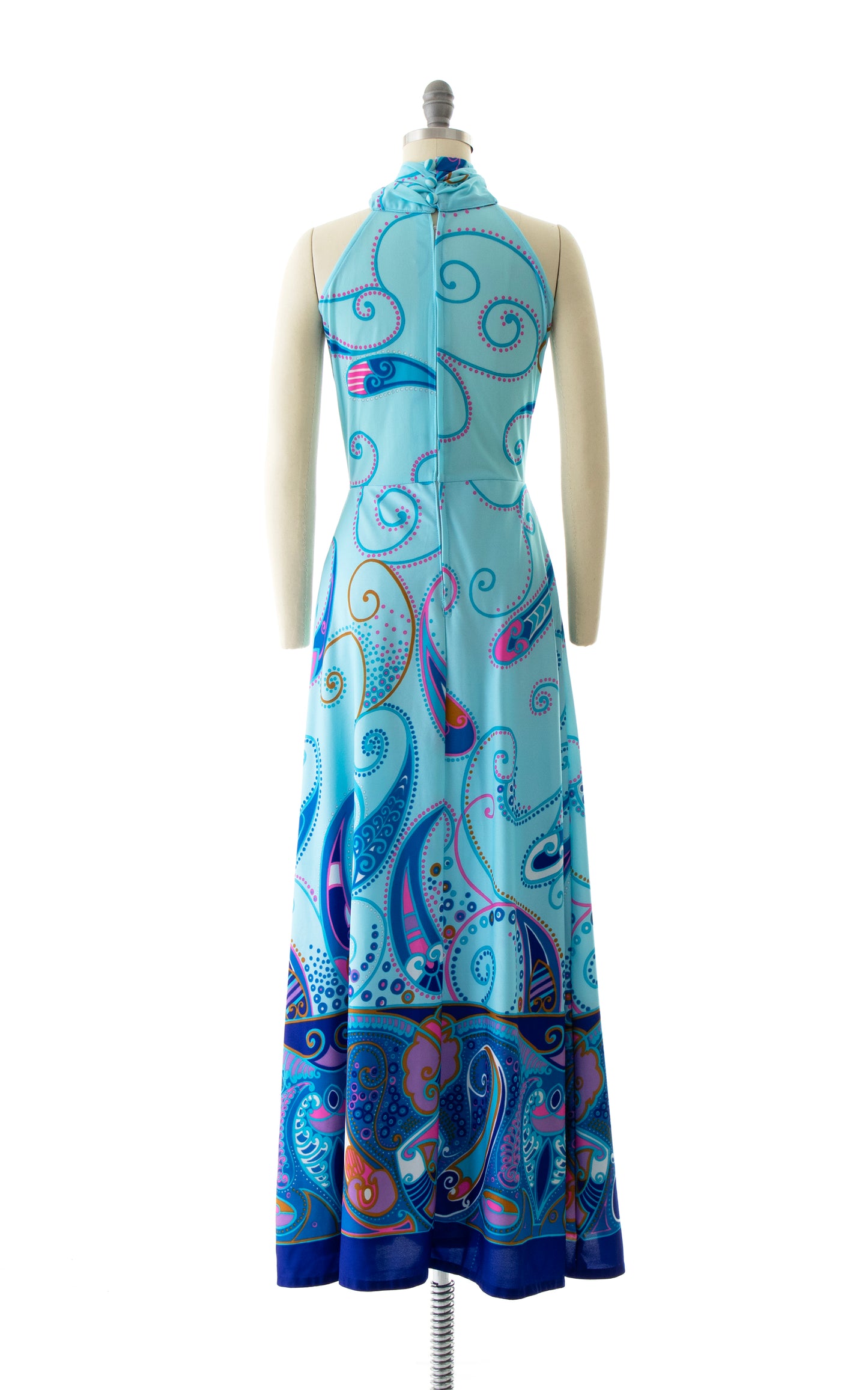 1970s Psychedelic Border Print Maxi Dress | x-small/small