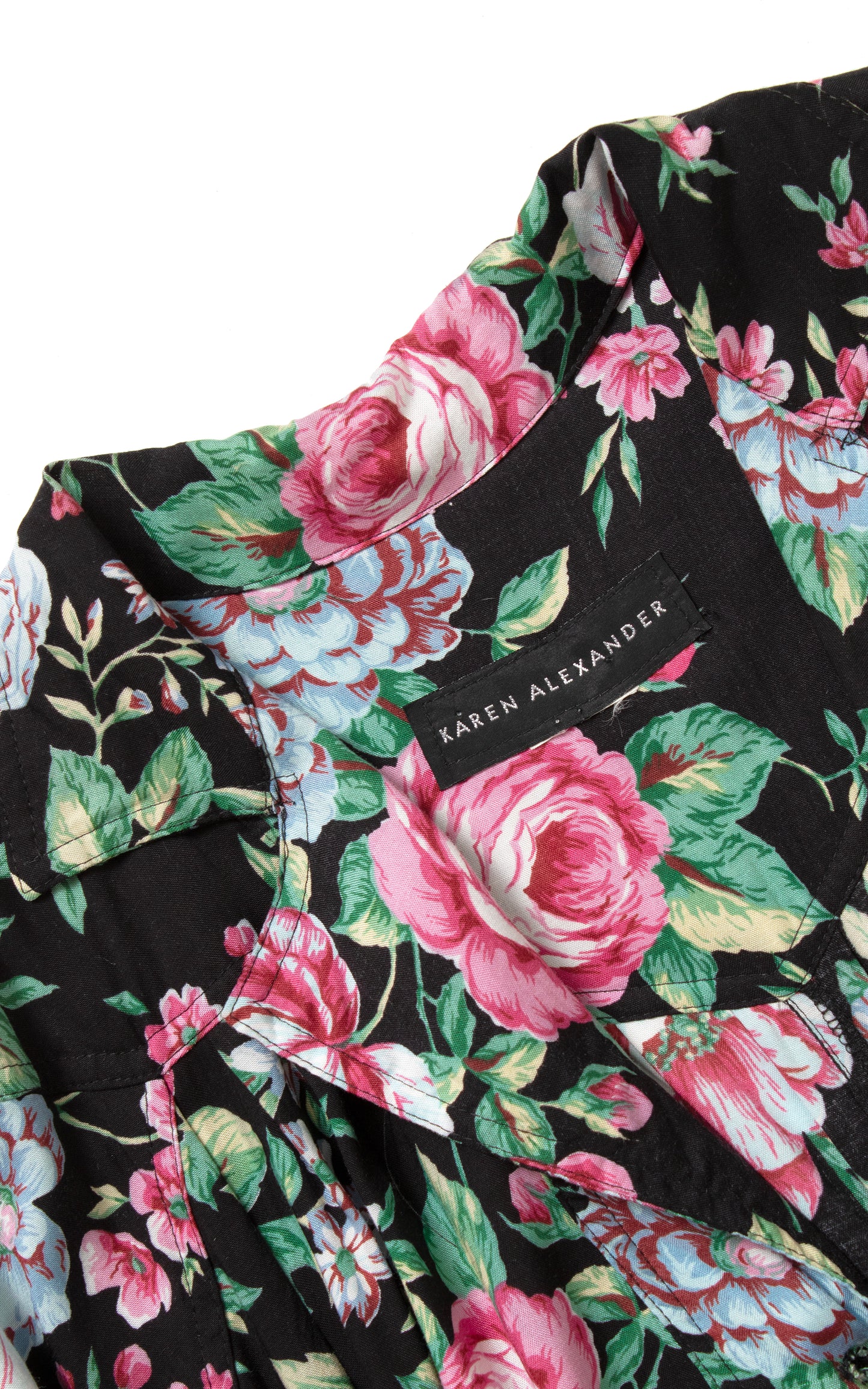 1980s KAREN ALEXANDER Floral Mermaid Train Dress | small/medium