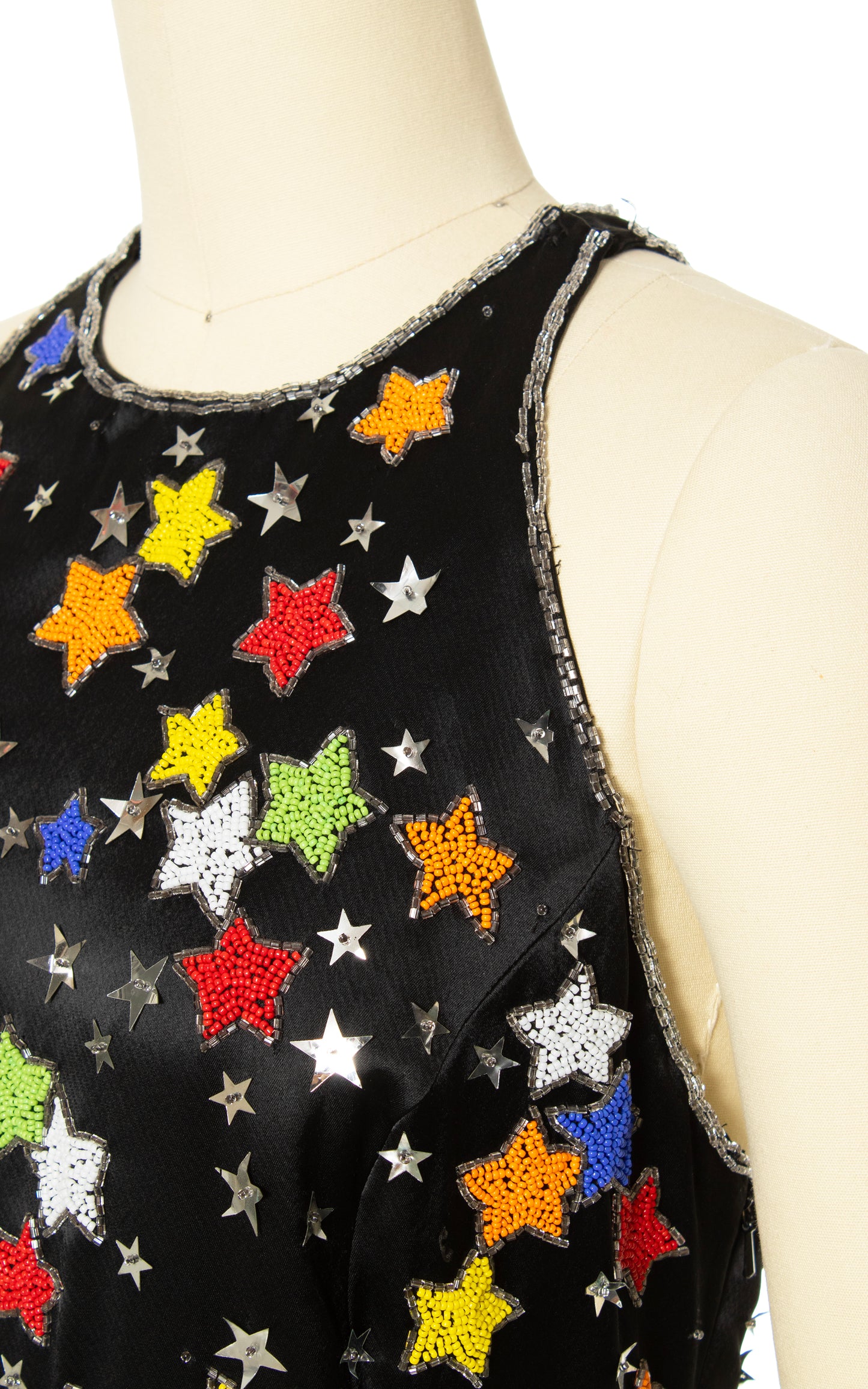 1980s Stars Novelty Beaded Sequin Party Dress | small