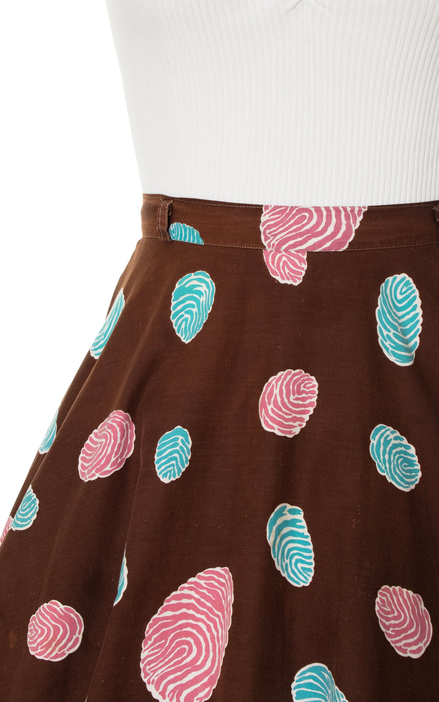 1940s 1950s Fingerprint or Raison Novelty Print Skirt | large