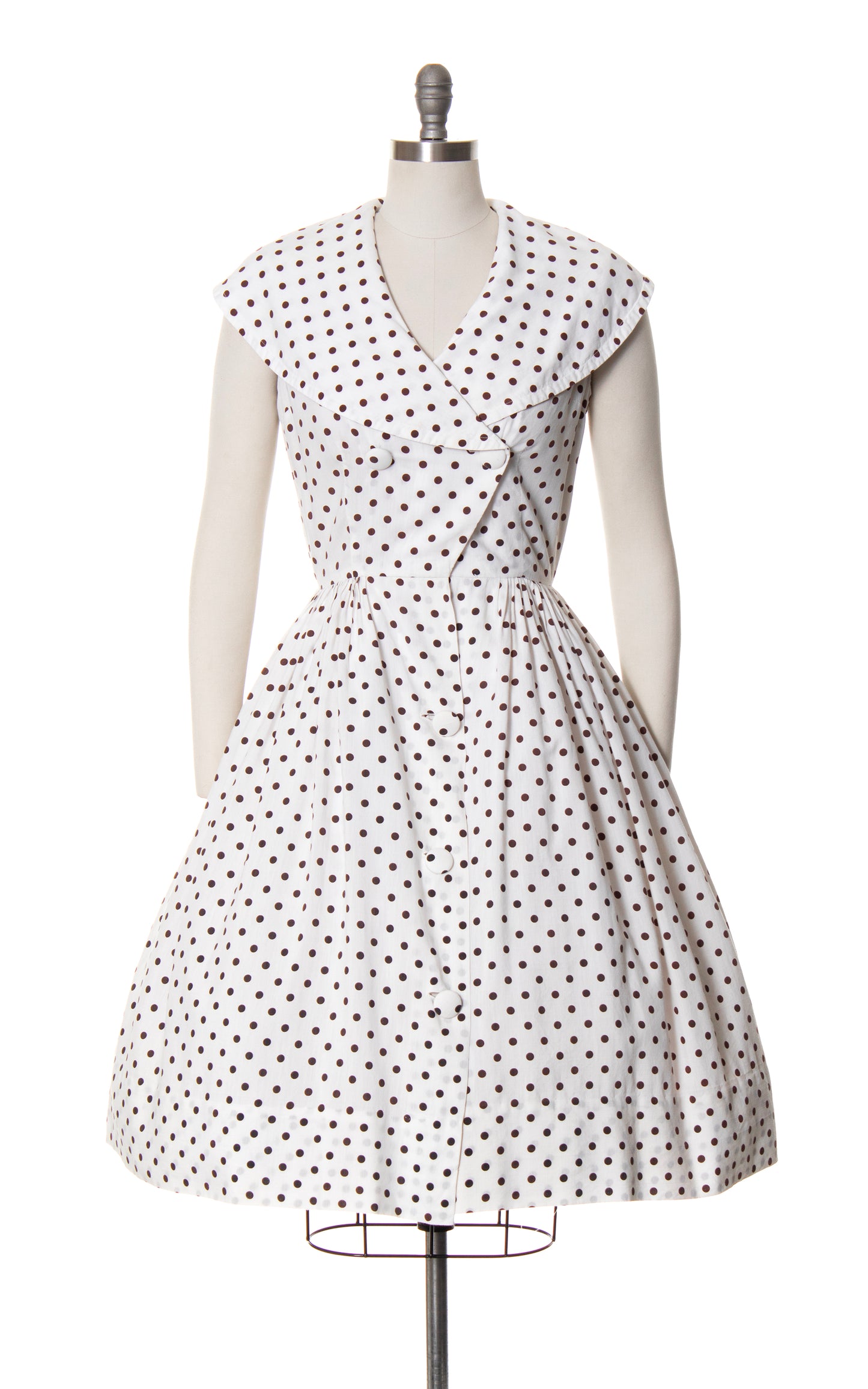 1950s Polka Dot Shawl Collar Sundress | small/medium