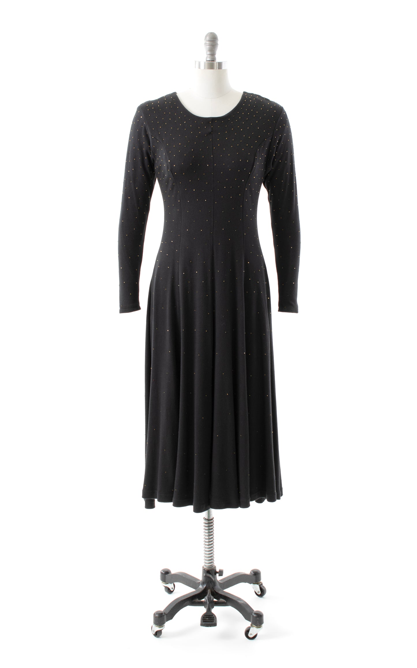 1980s Beaded Black Jersey Dress | medium/large