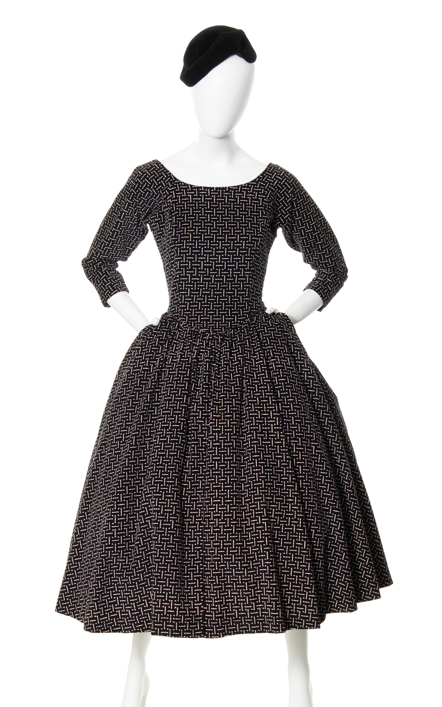 1980s does 1950s Printed Corduroy Dress | small