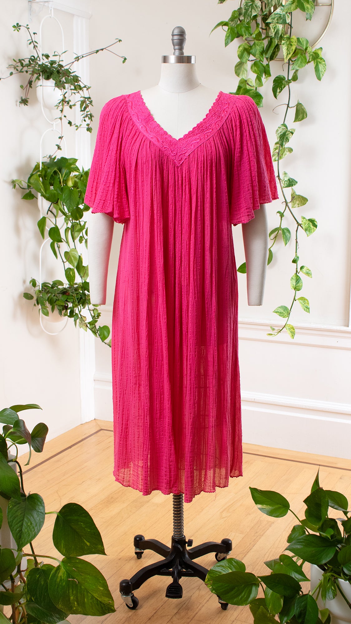 1980s 1990s Pink Gauze Angel Sleeve Tent Dress | medium/large/x-large