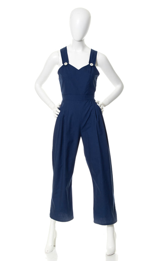 1970s Criss-Cross Straps Cotton Jumpsuit | x-small/small