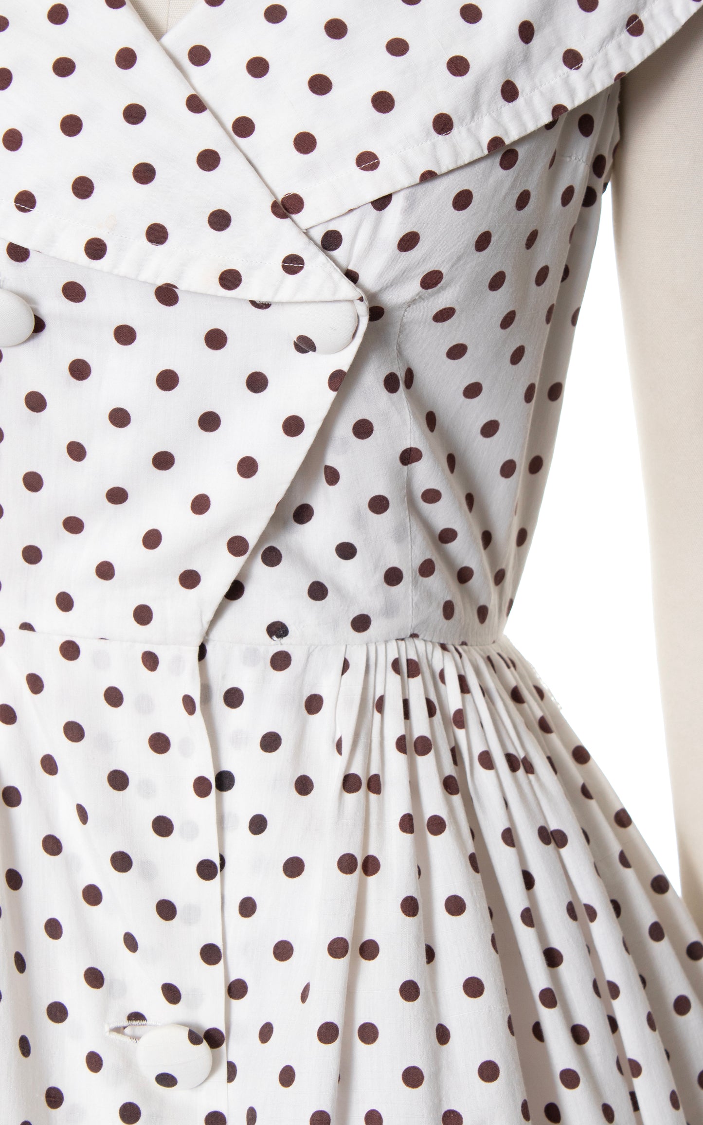 1950s Polka Dot Shawl Collar Sundress | small/medium