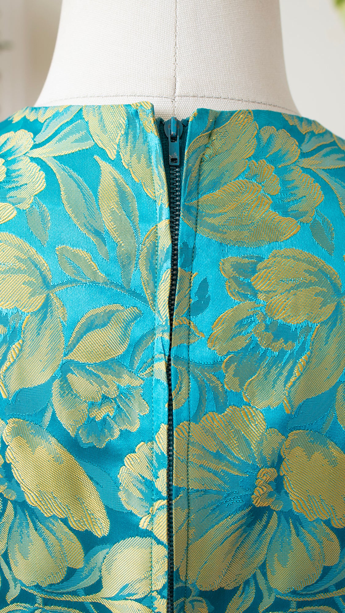 1960s Floral Satin Jacquard Dress | medium