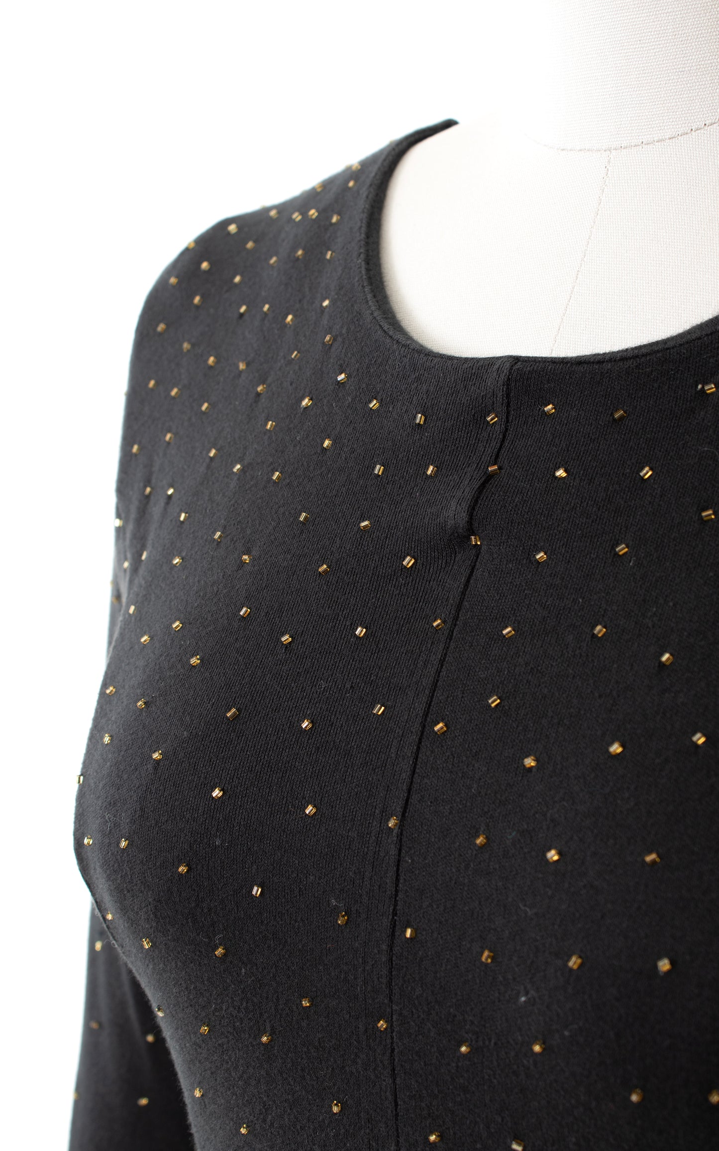 1980s Beaded Black Jersey Dress | medium/large