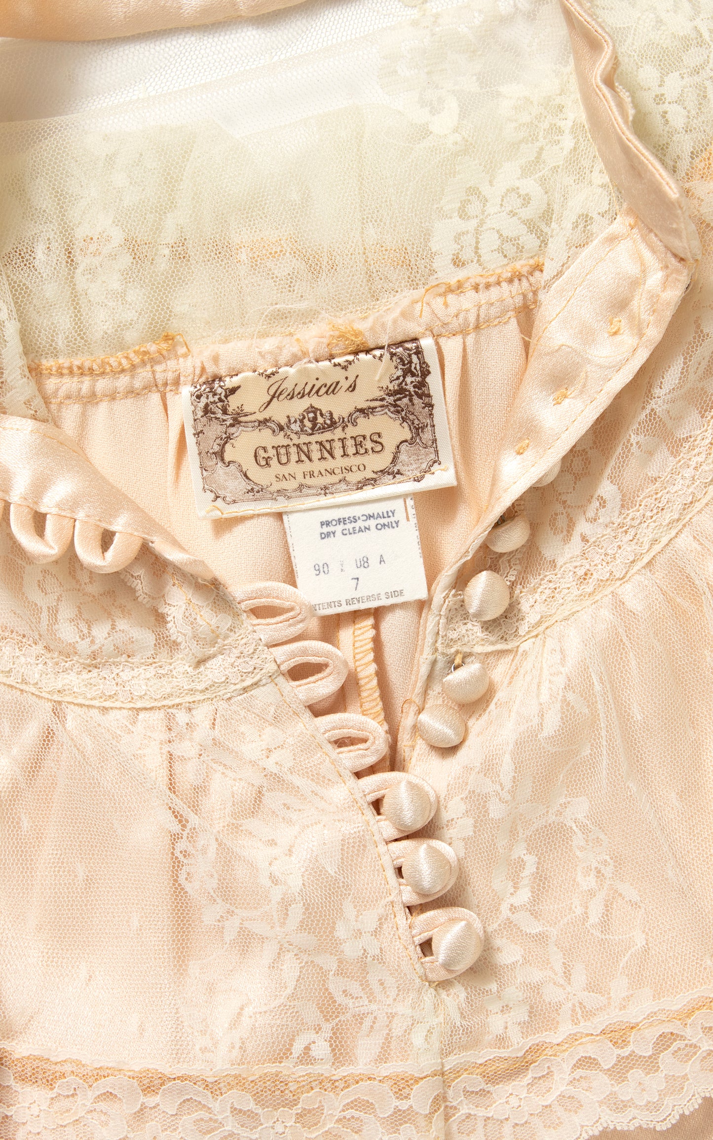 1970s GUNNE SAX Satin & Lace Blouse | medium