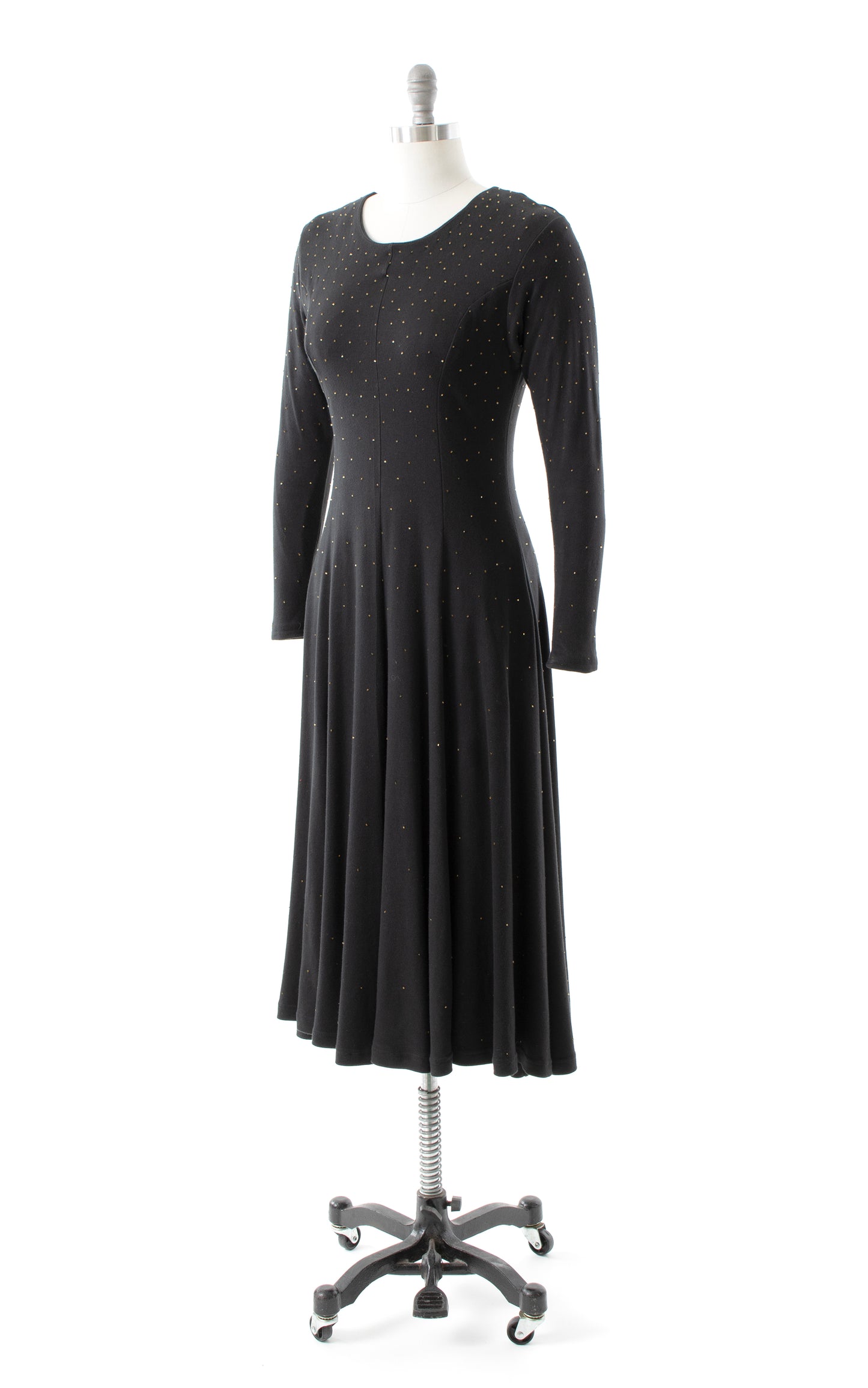 1980s Beaded Black Jersey Dress | medium/large