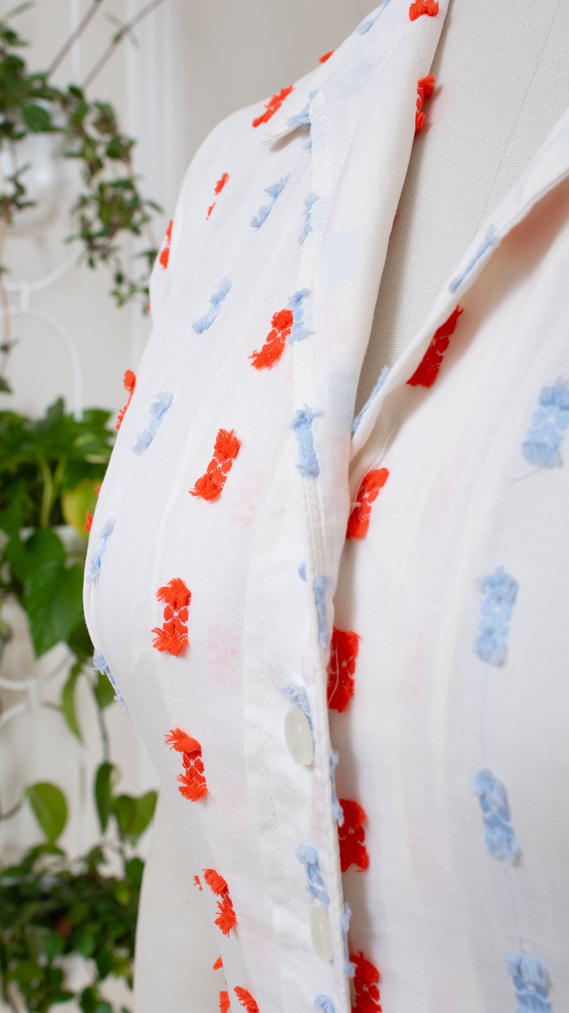 1950s Fringed Cotton Shirt Dress | small