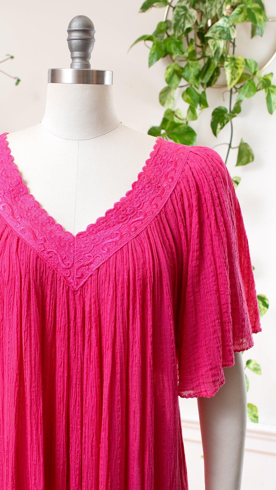 1980s 1990s Pink Gauze Angel Sleeve Tent Dress | medium/large/x-large