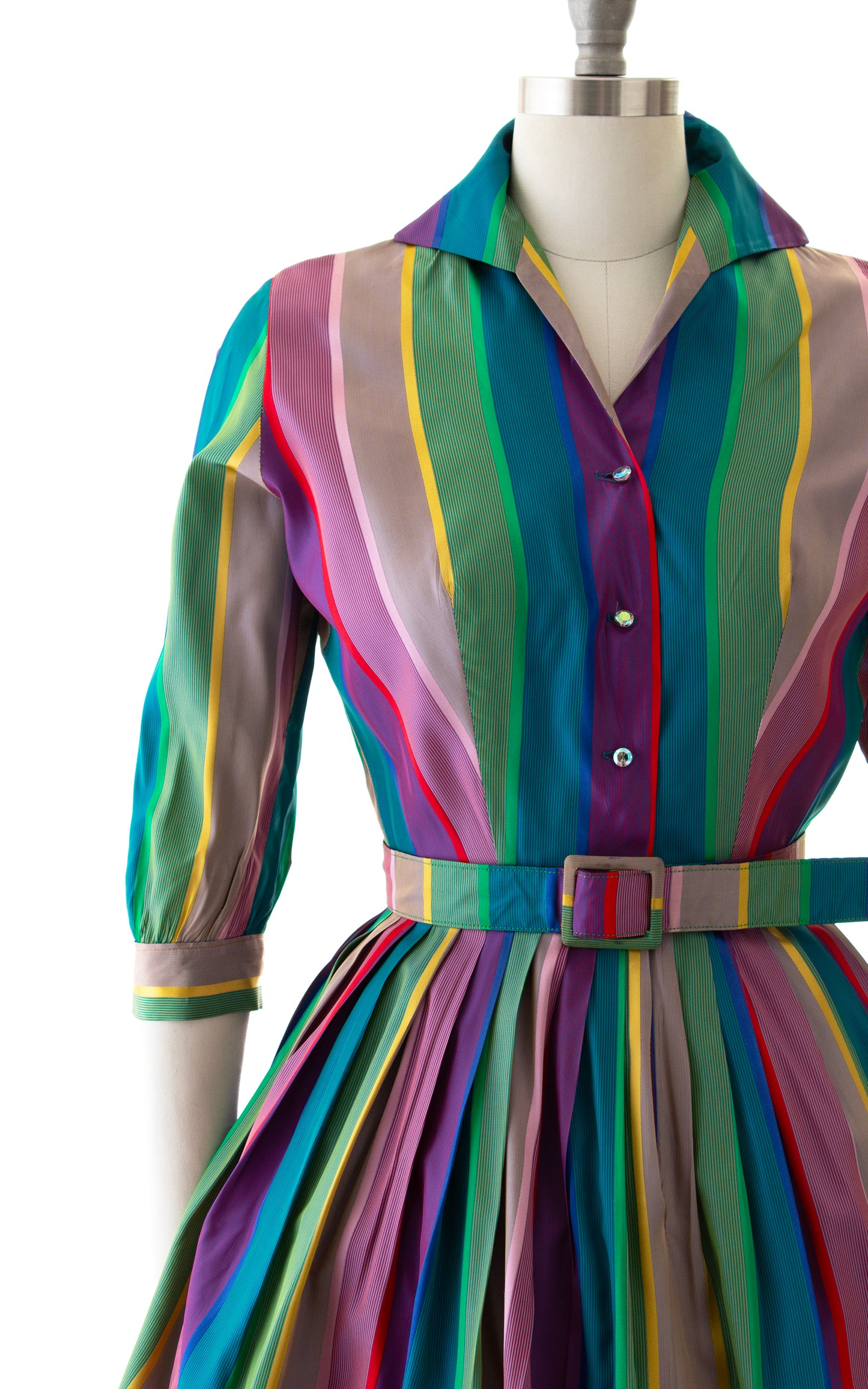 1950s Rainbow Taffeta Party Dress | small