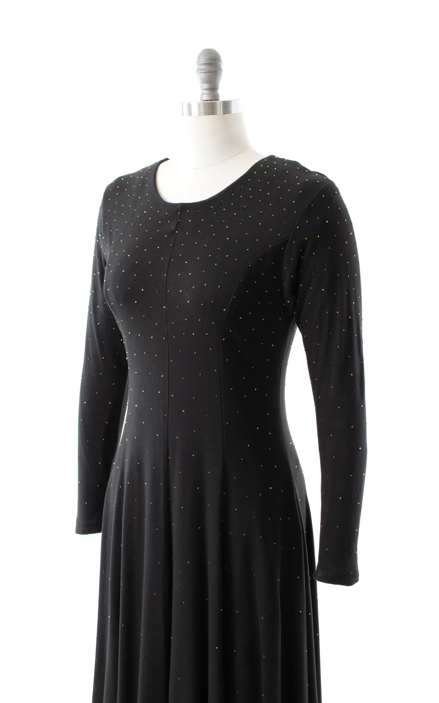 1980s Beaded Black Jersey Dress | medium/large