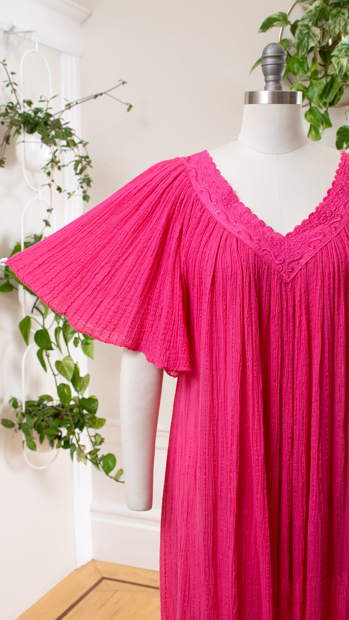 1980s 1990s Pink Gauze Angel Sleeve Tent Dress | medium/large/x-large