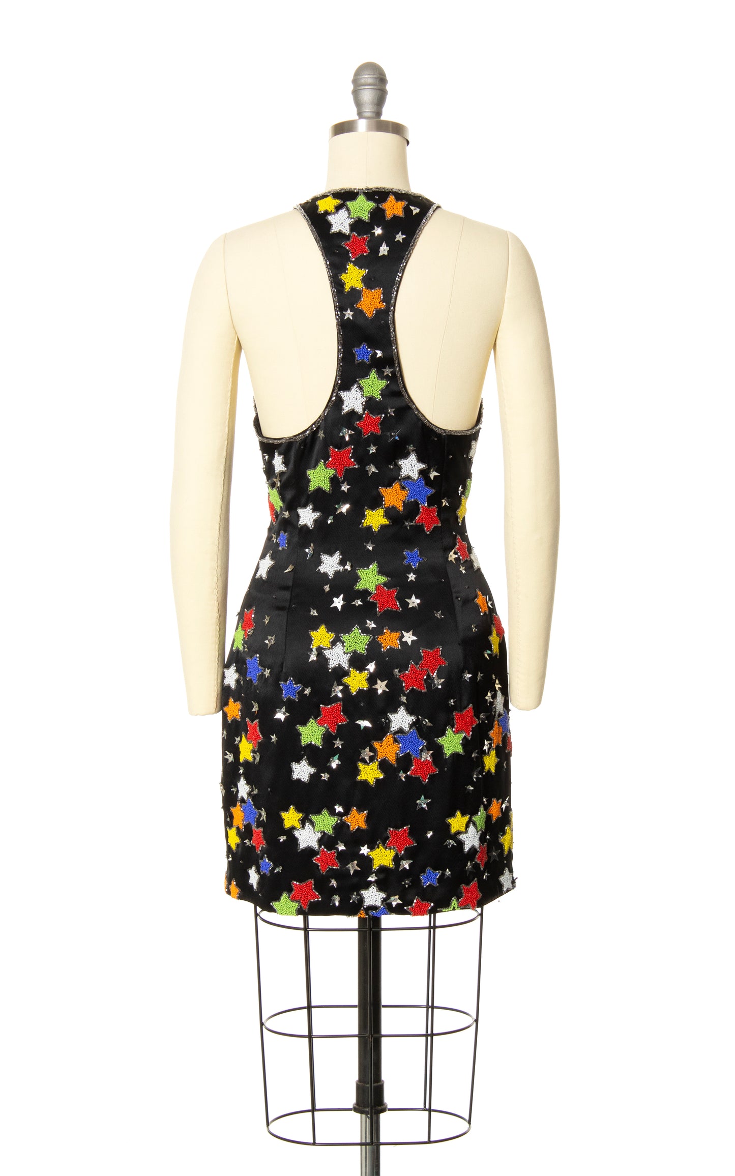 1980s Stars Novelty Beaded Sequin Party Dress | small