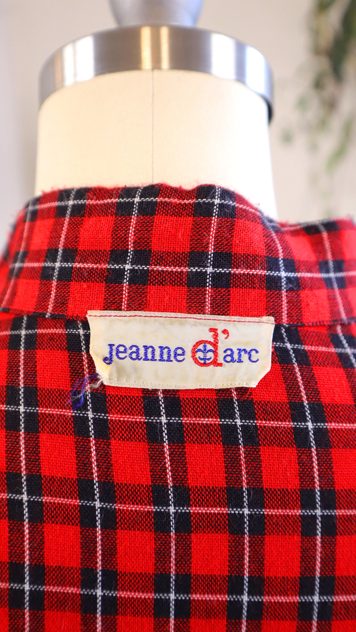 1950s Red Plaid Wool Shirtwaist Dress | small