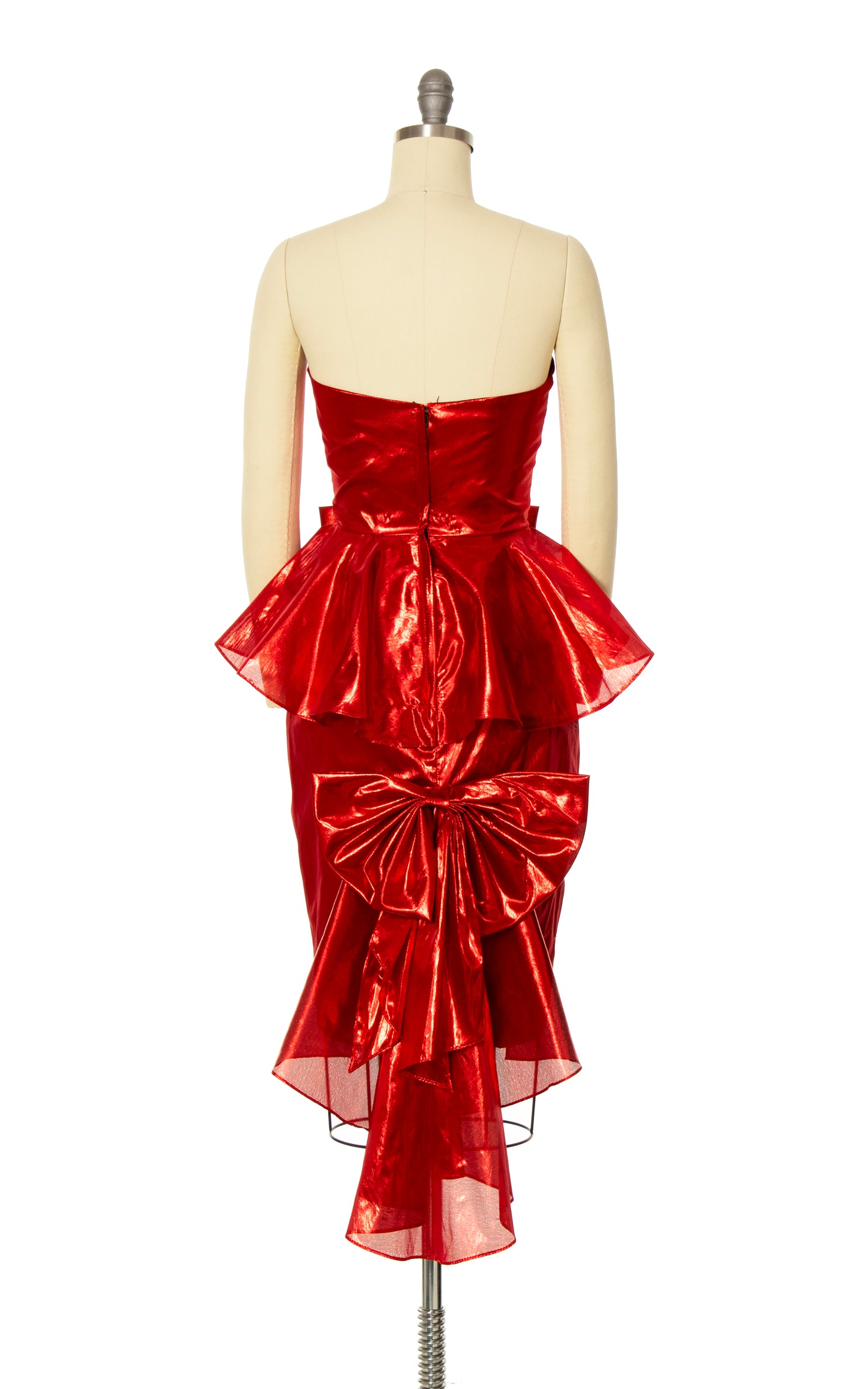 1980s Red Lamé Bows Party Dress | small