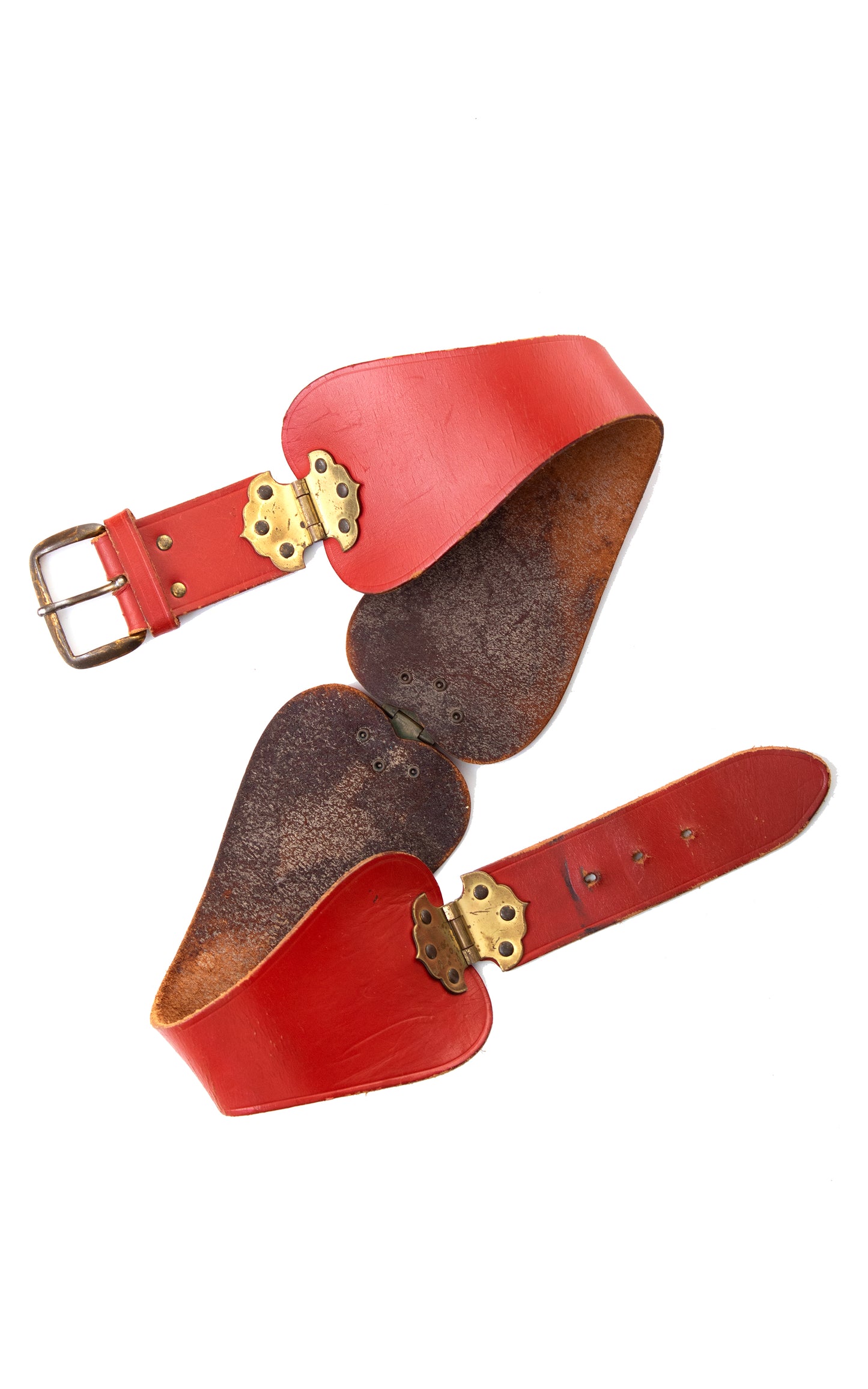 1950s Red Leather & Hinge Cinch Belt | medium