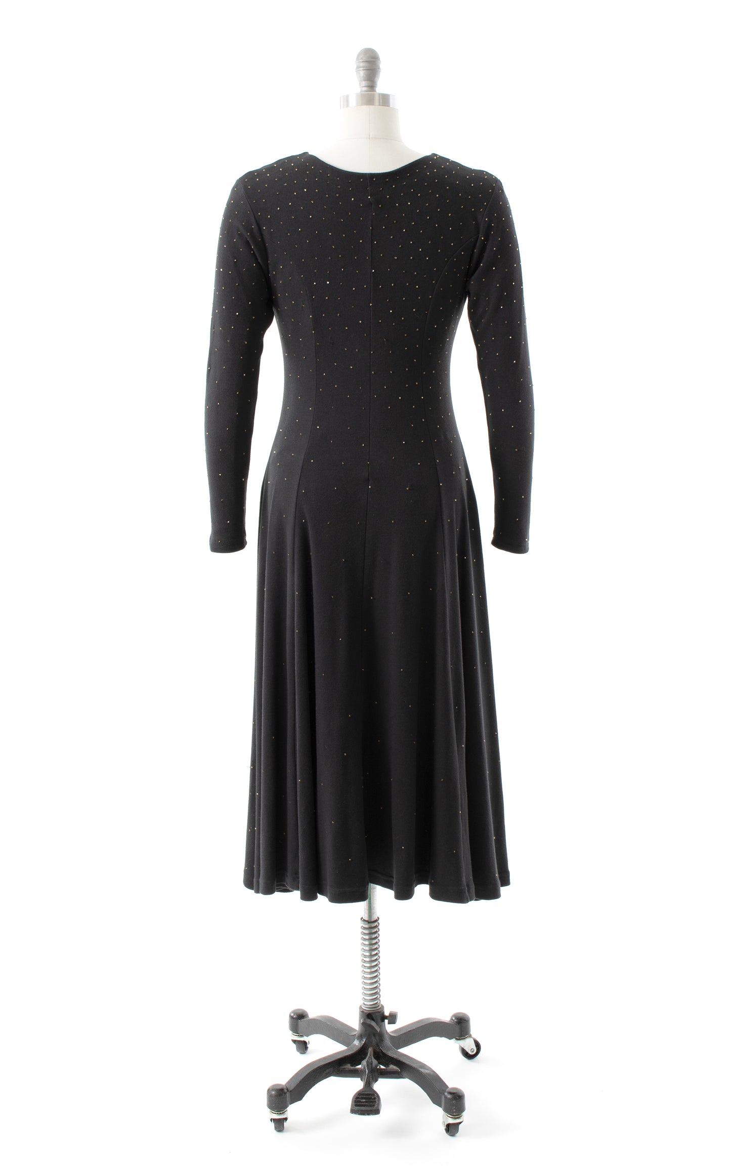 1980s Beaded Black Jersey Dress | medium/large