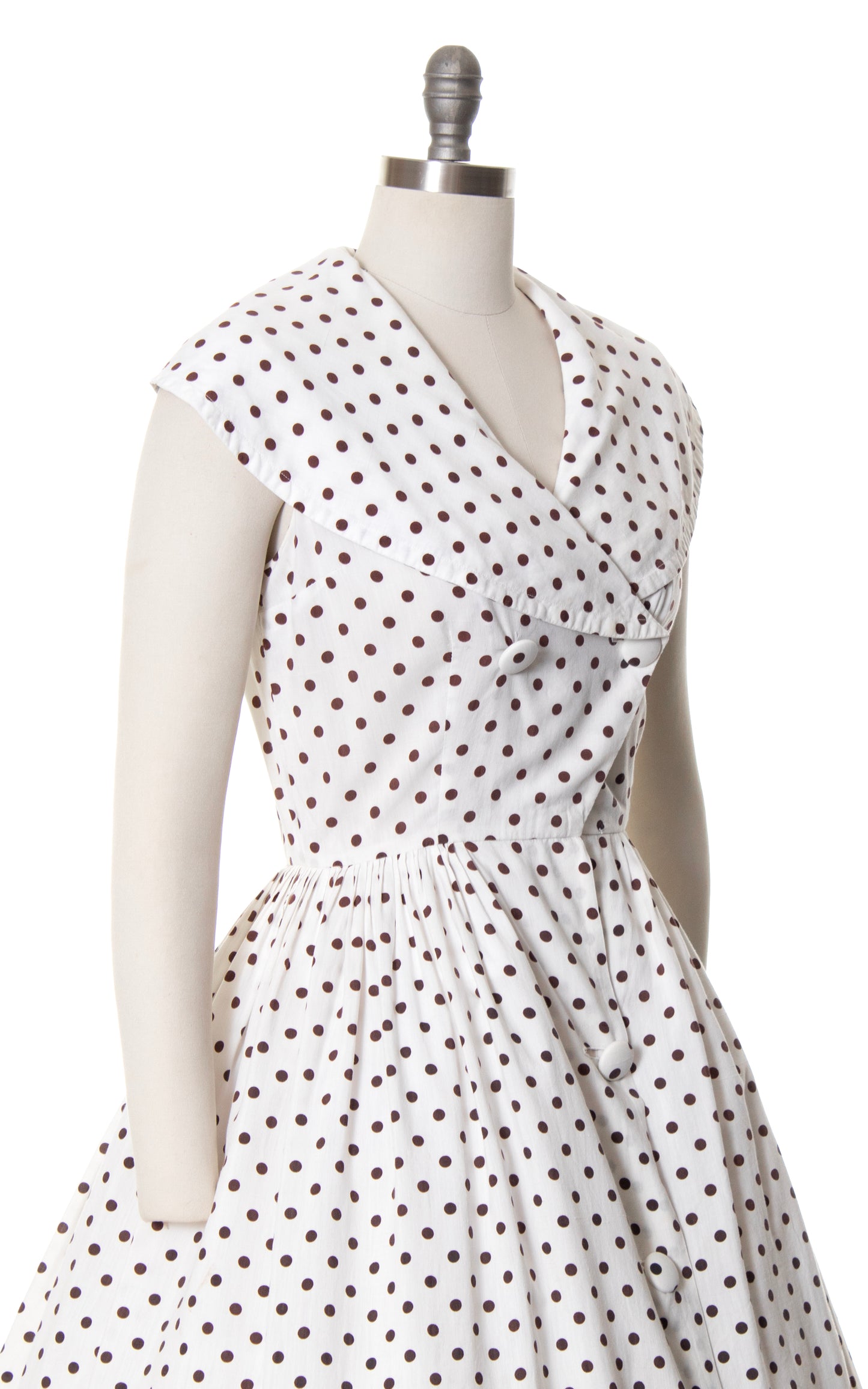 1950s Polka Dot Shawl Collar Sundress | small/medium