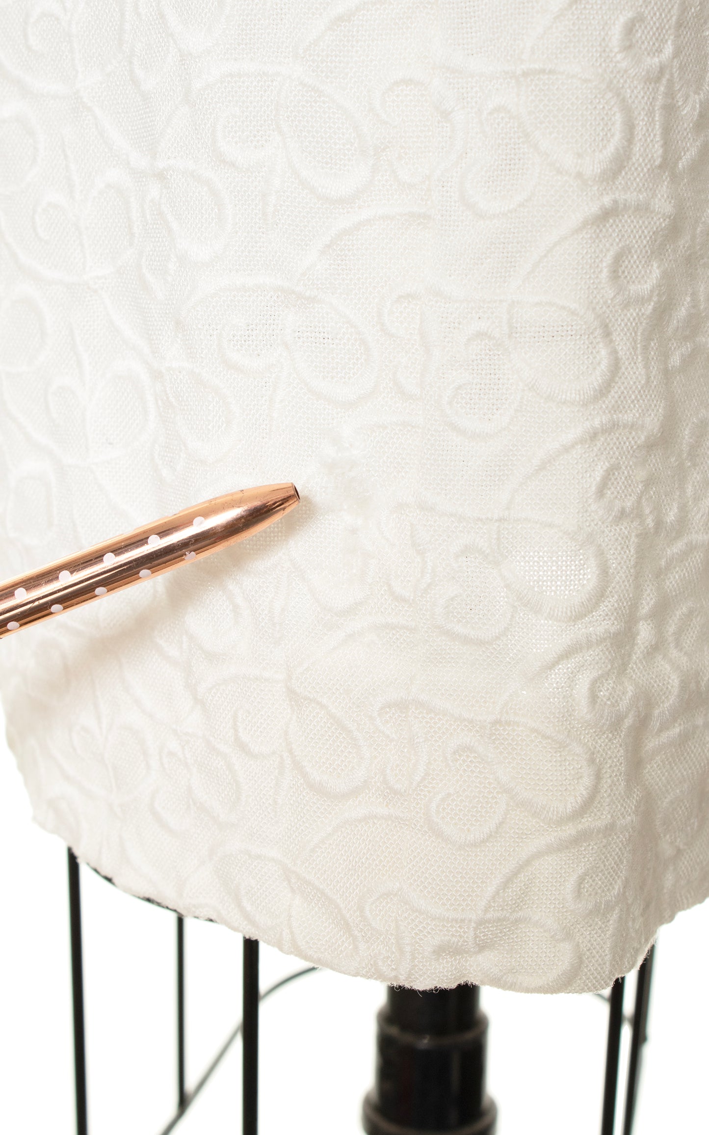 1950s Embroidered White Linen Wiggle Dress | medium