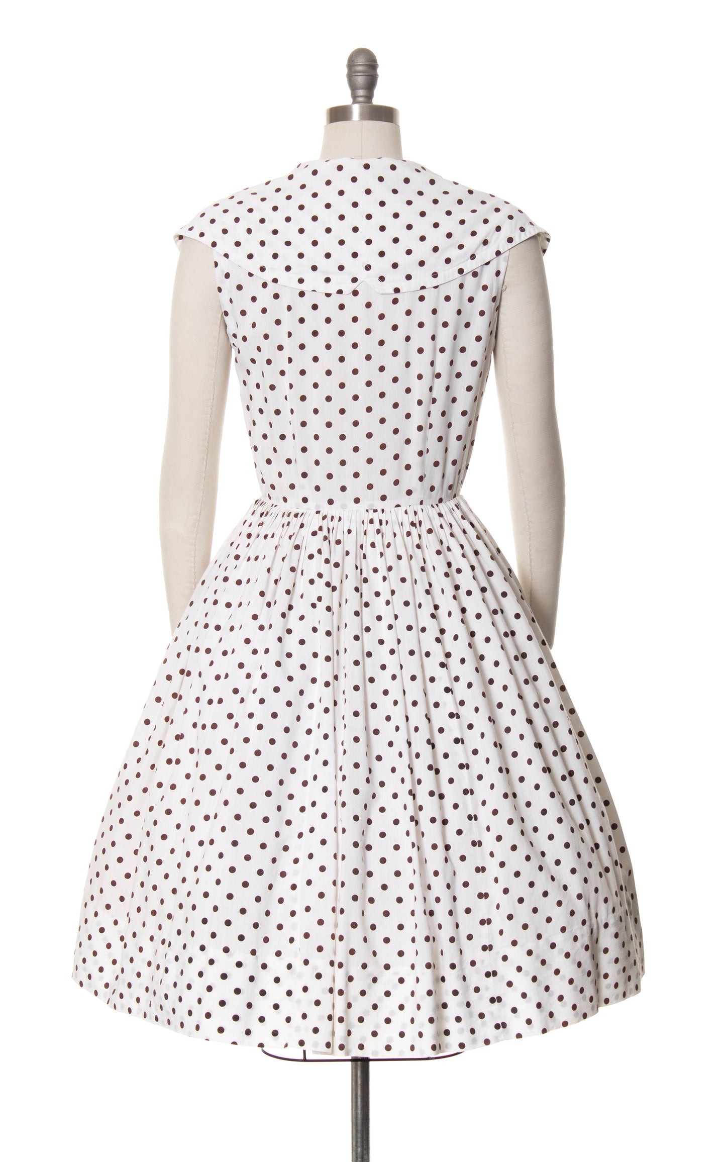 1950s Polka Dot Shawl Collar Sundress | small/medium