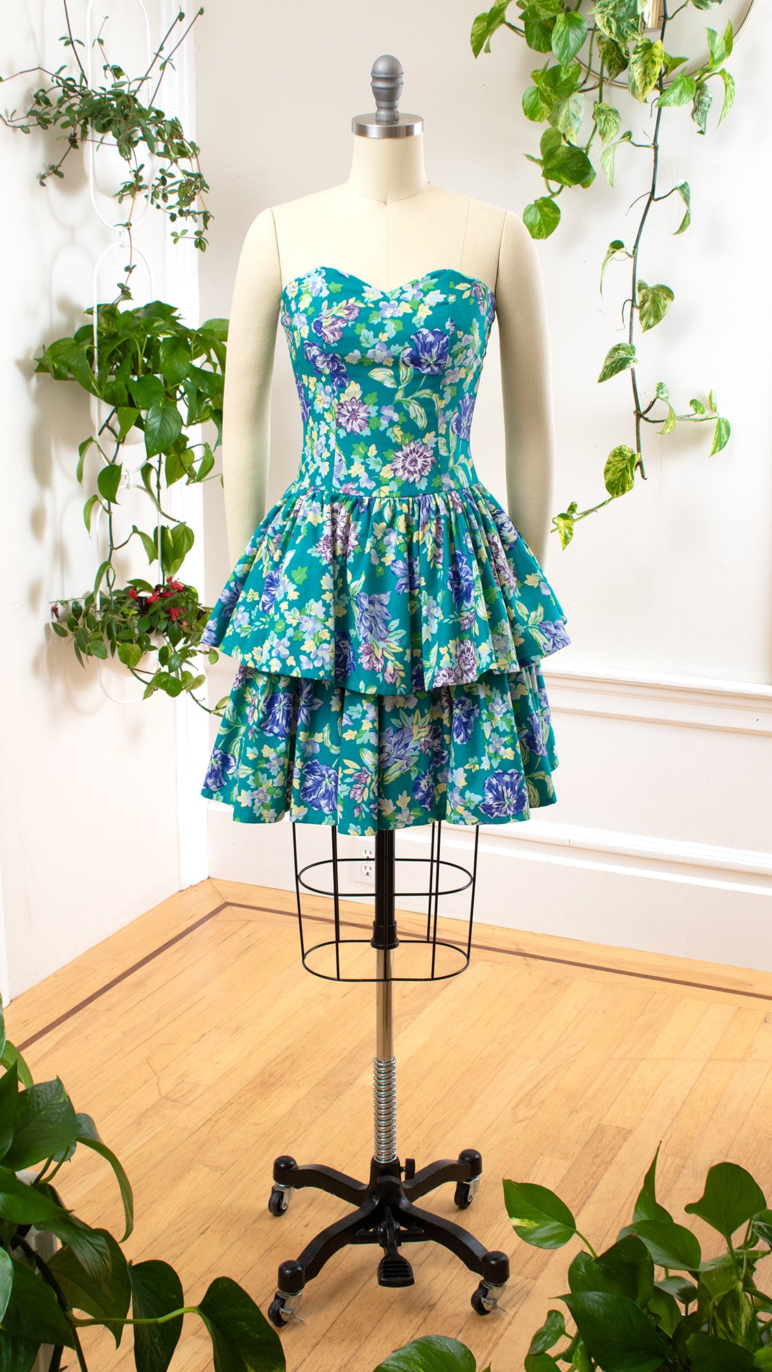 1990s LAURA ASHLEY Floral Tiered Mini Dress | x-small Birthday Life Vintage 1990s LAURA ASHLEY Floral Tiered Mini Dress | x-small Birthday Life Vintage