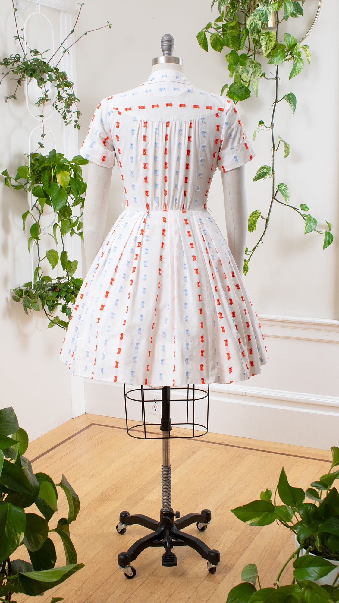 1950s Fringed Cotton Shirt Dress | small