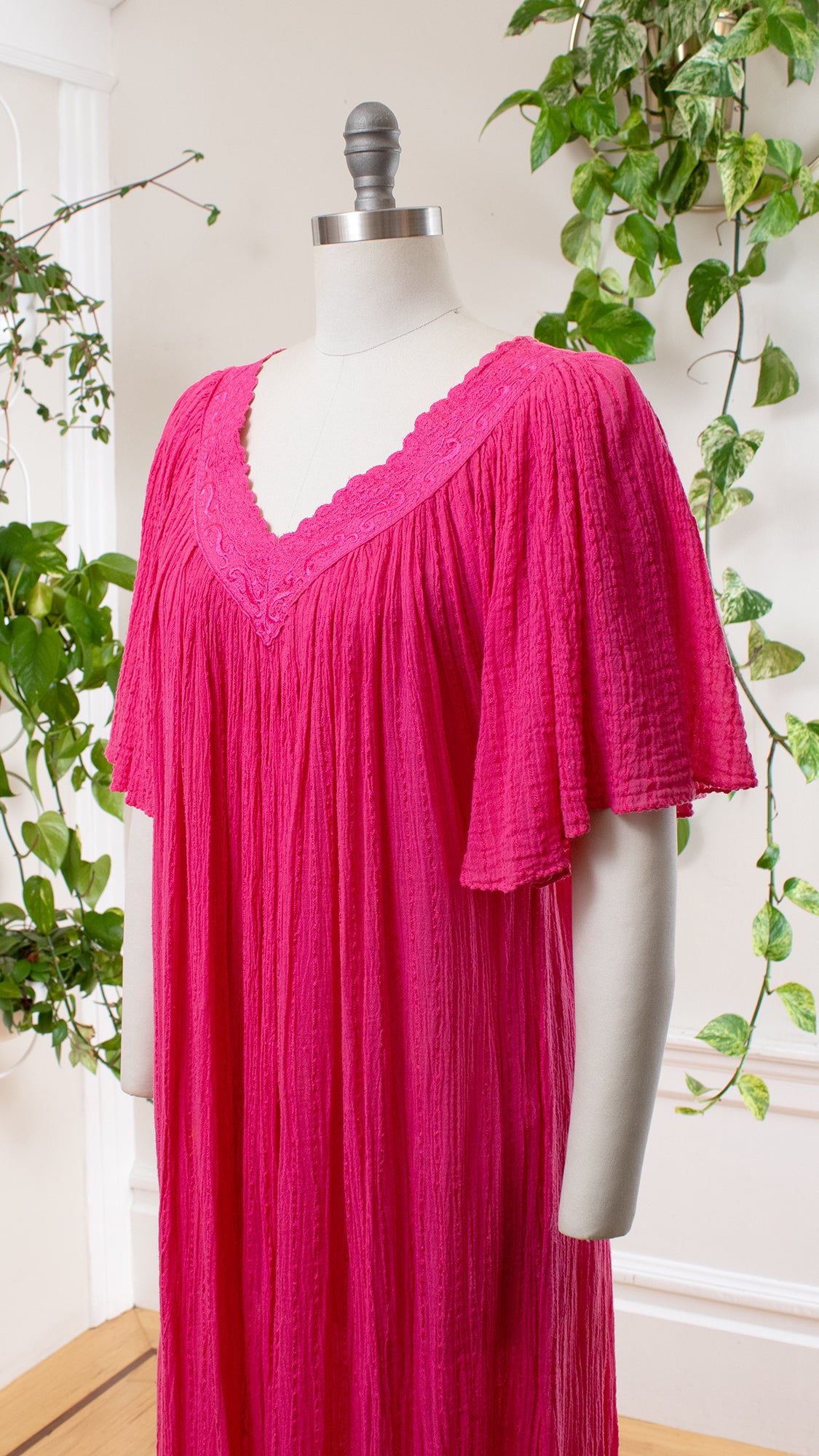 1980s 1990s Pink Gauze Angel Sleeve Tent Dress | medium/large/x-large