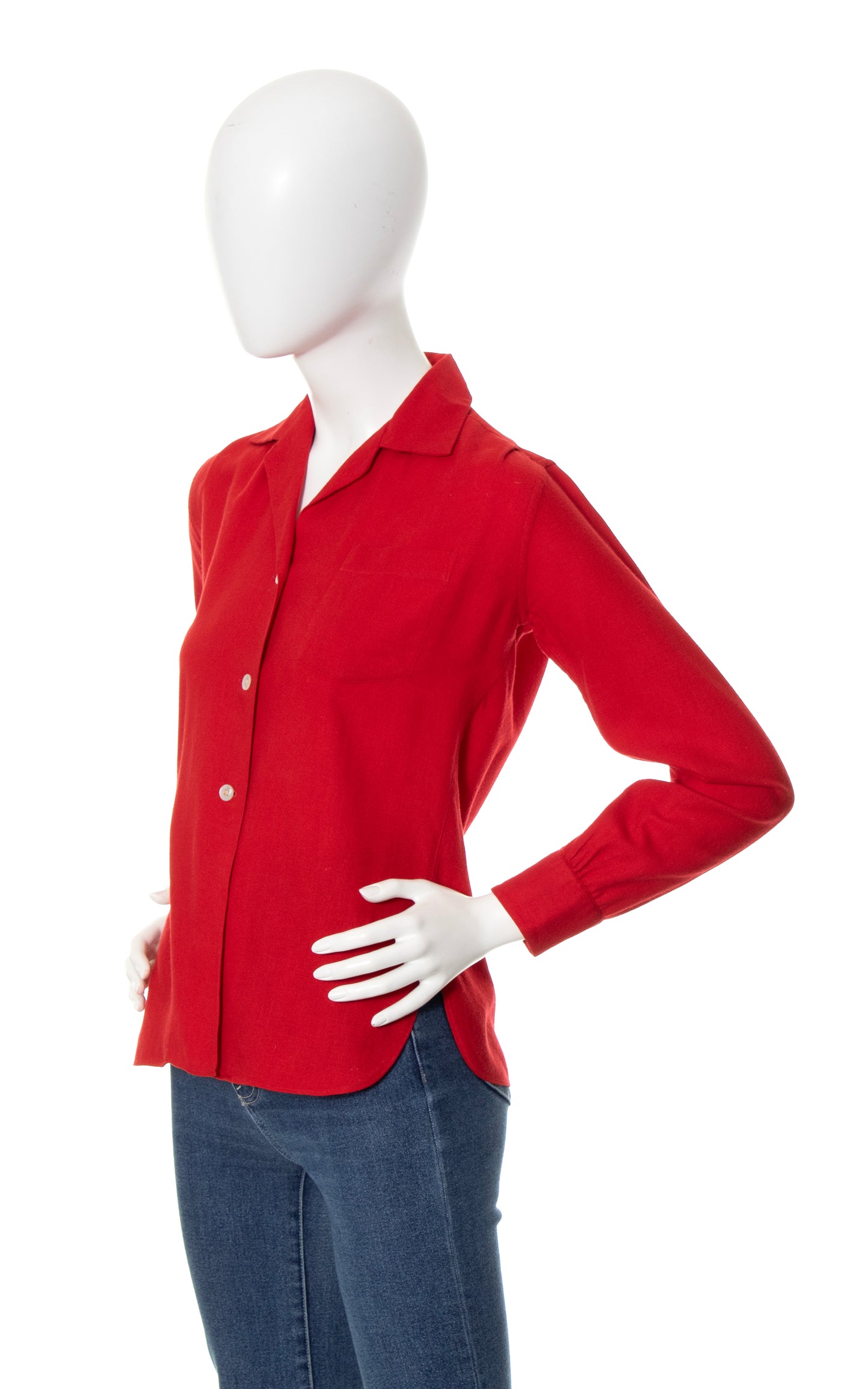 1950s Red Wool Blend Blouse | small/medium