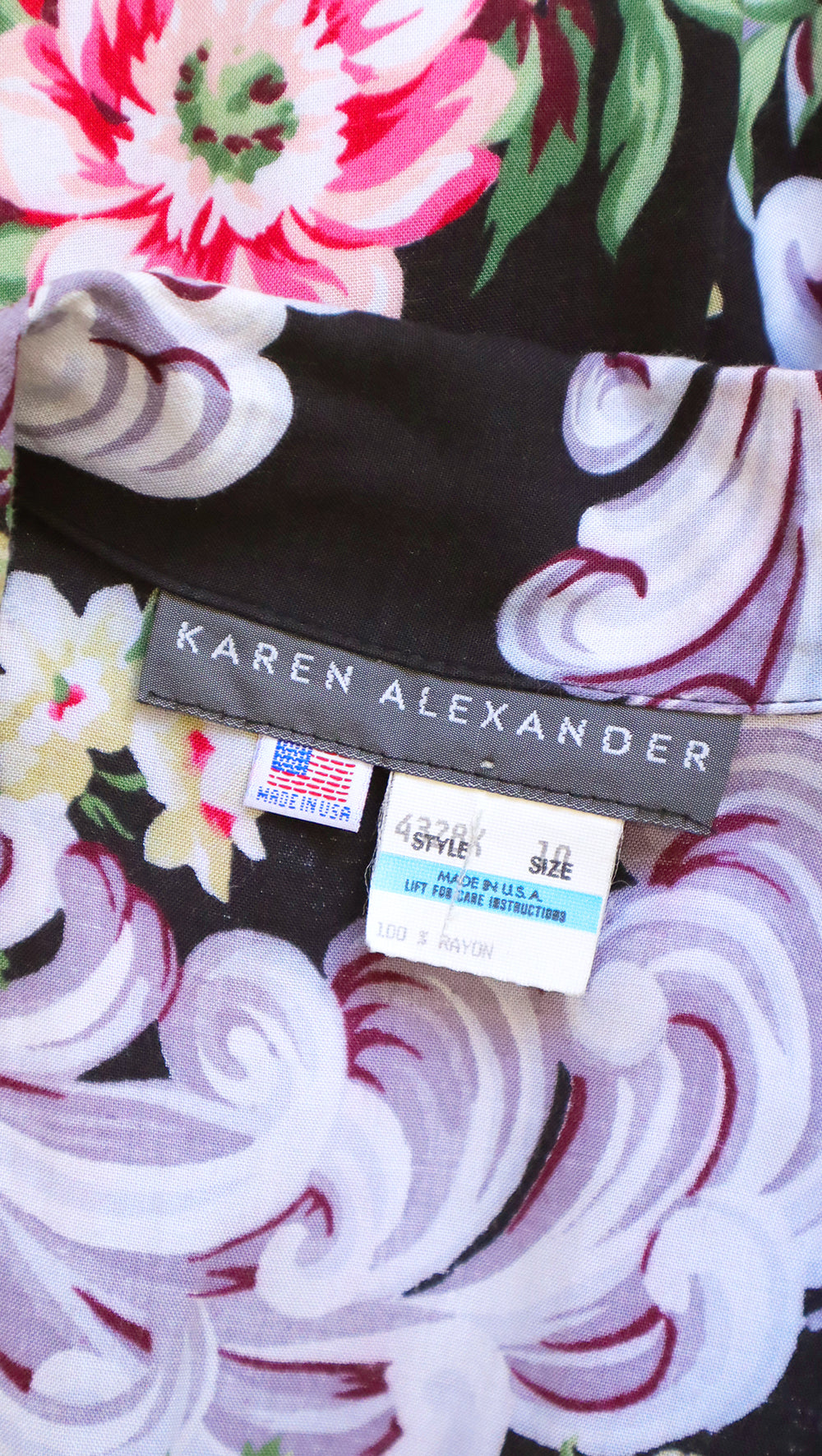 1980s KAREN ALEXANDER Feathers & Floral Shirt Dress | small/medium