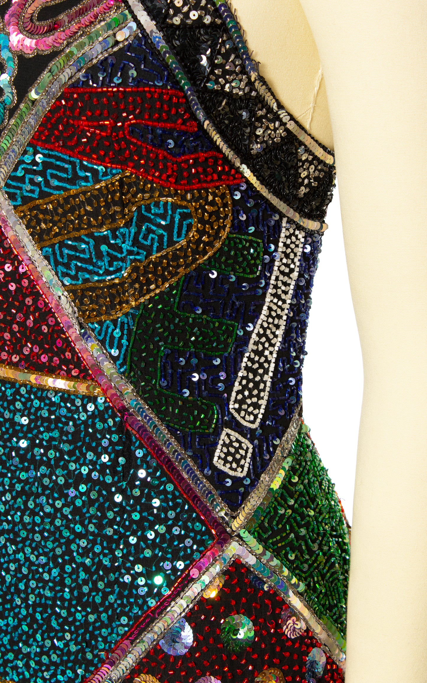 1980s Novelty Beaded Sequin Party Dress | small