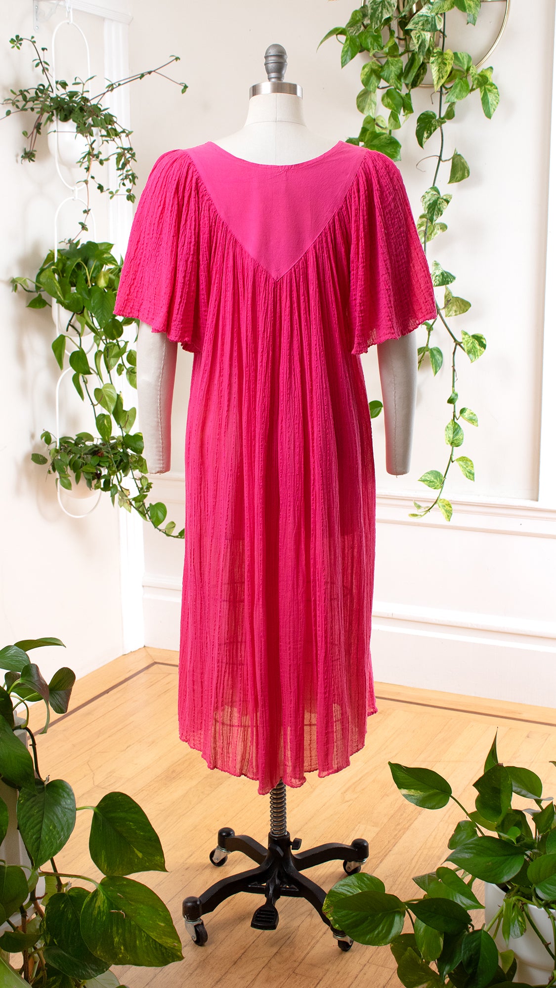 1980s 1990s Pink Gauze Angel Sleeve Tent Dress | medium/large/x-large