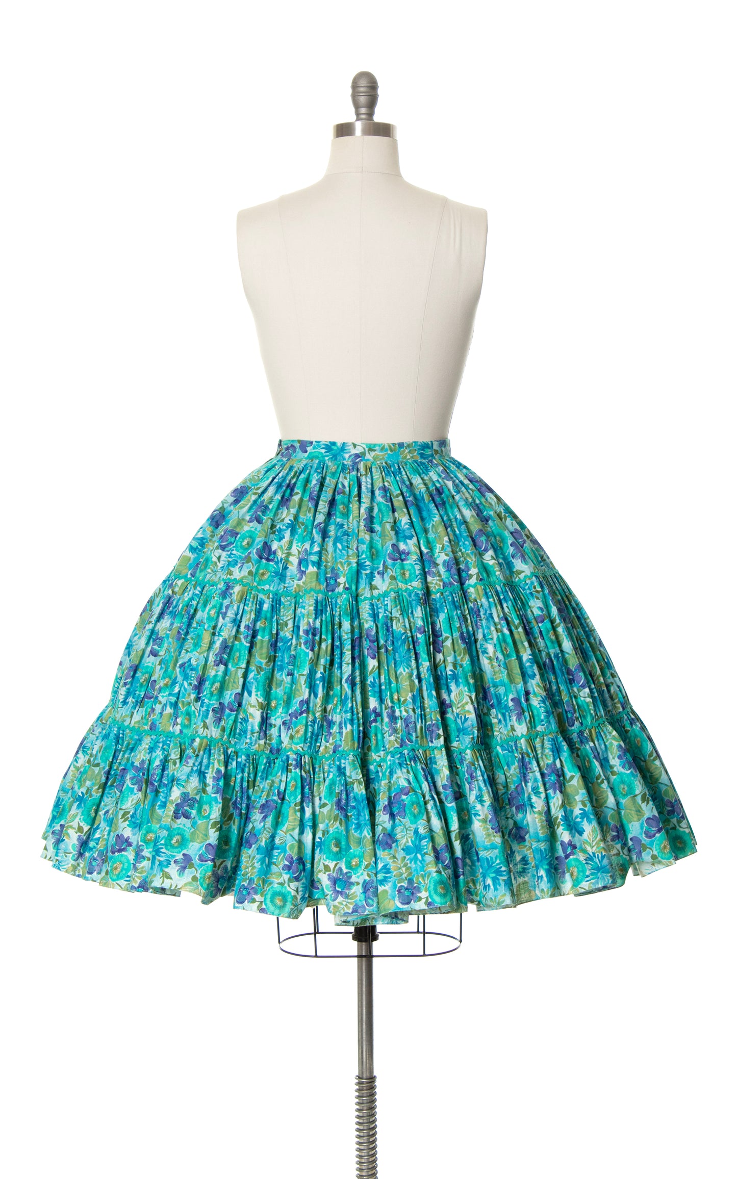 1950s Floral Tiered Circle Skirt | small