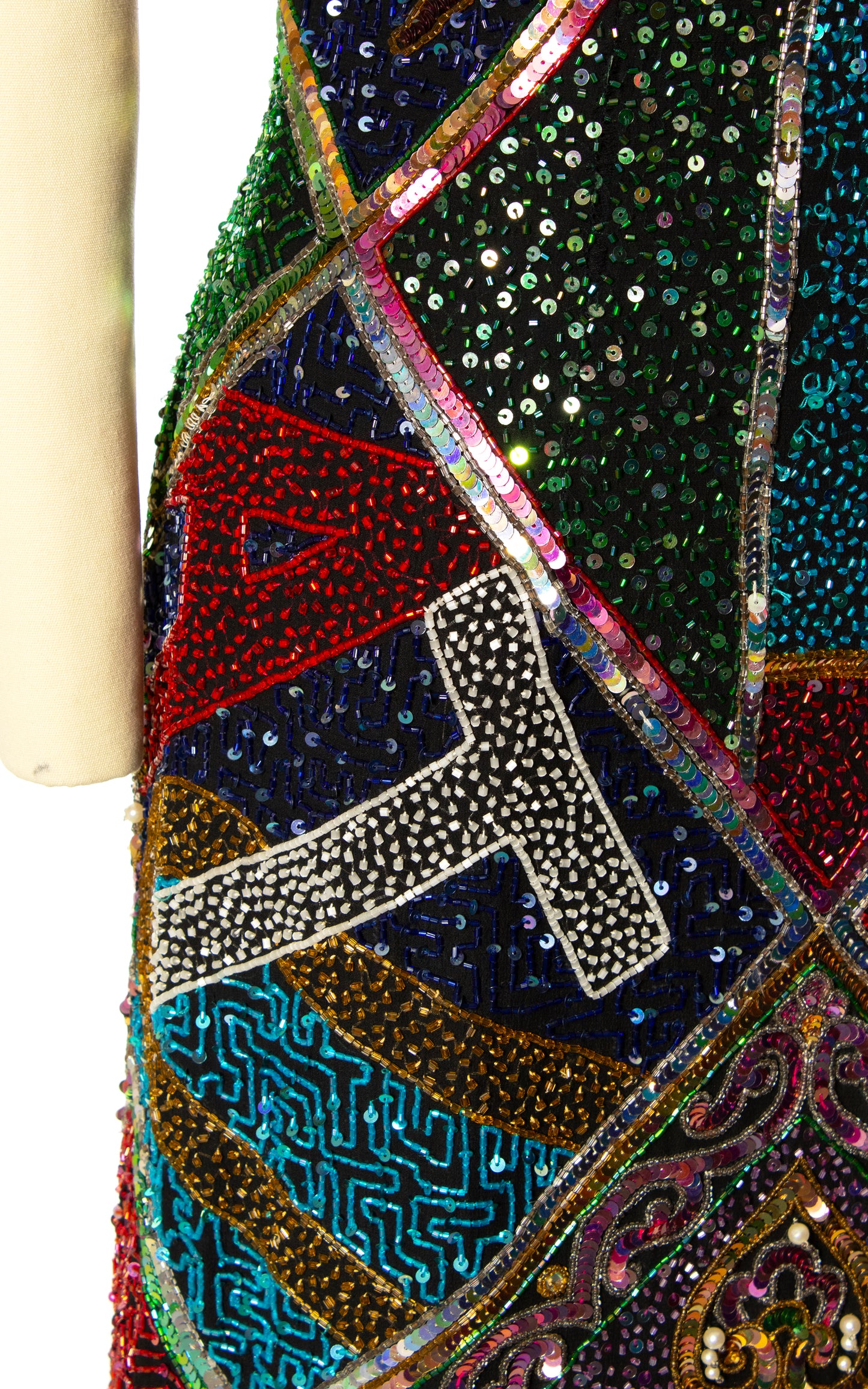 1980s Novelty Beaded Sequin Party Dress | small