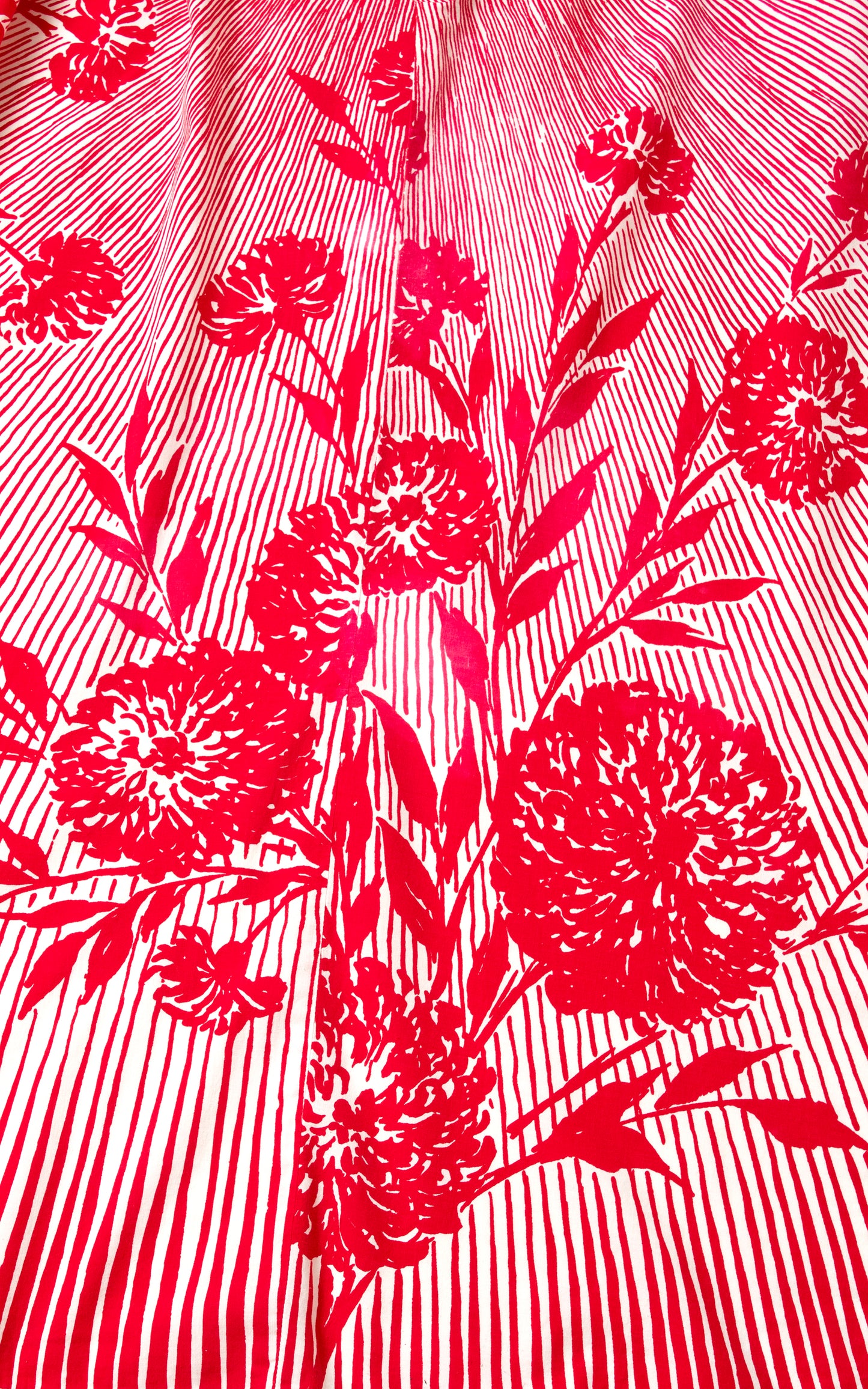 1950s Floral Striped Circle Skirt Dress | medium