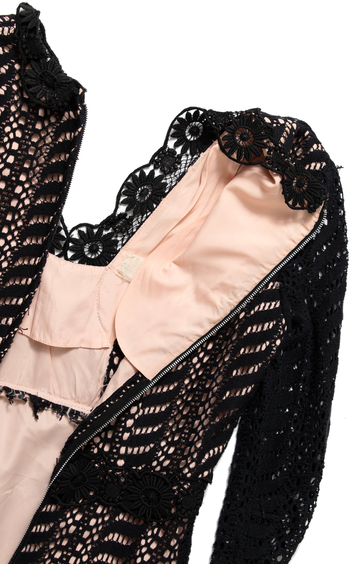 1970s Black Lace Overlay Dress | small